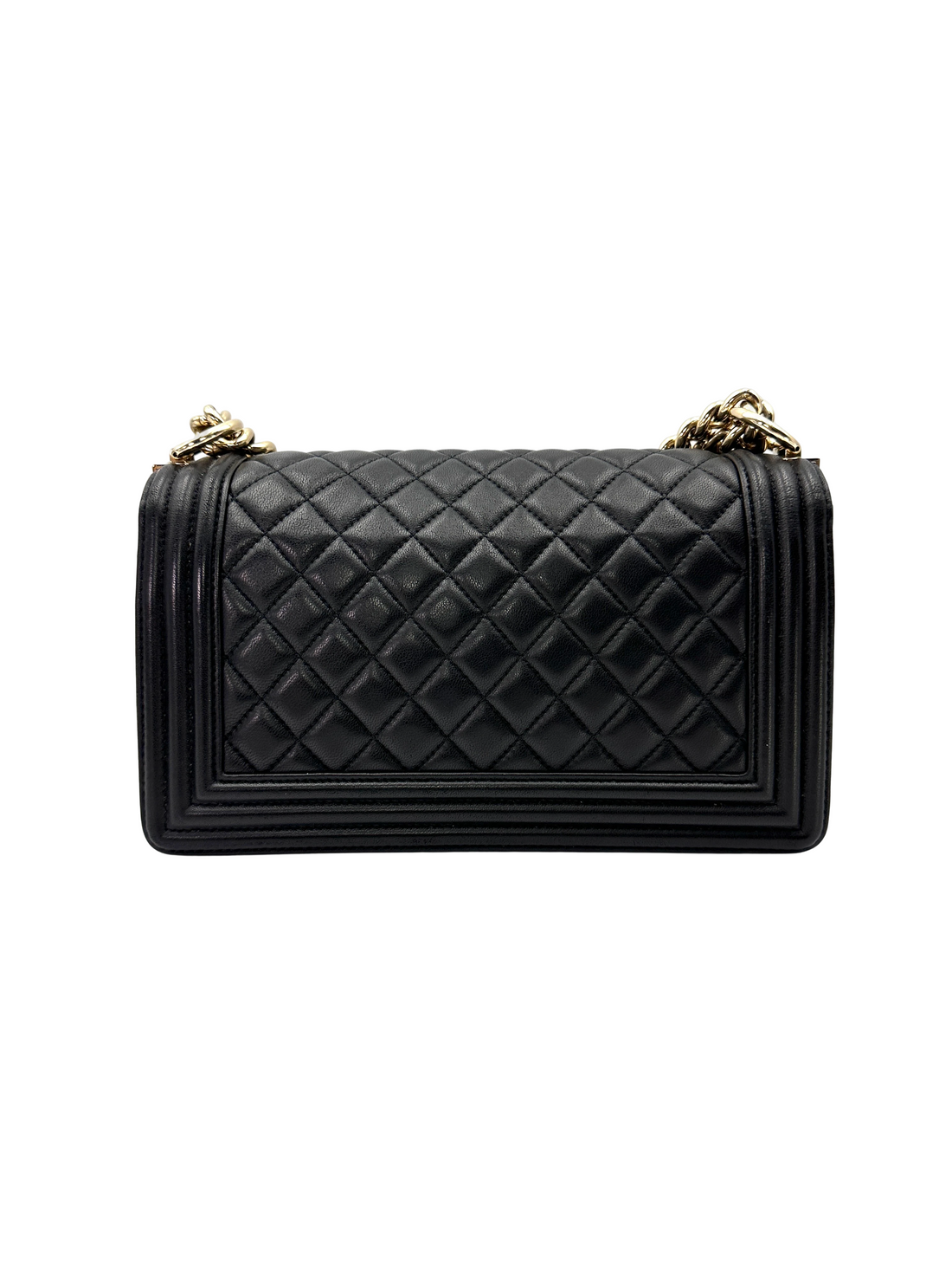 Chanel LeBoy Black Quilted Lambskin Medium Size Flap Bag With Gold Buckle(22***99) CC2525