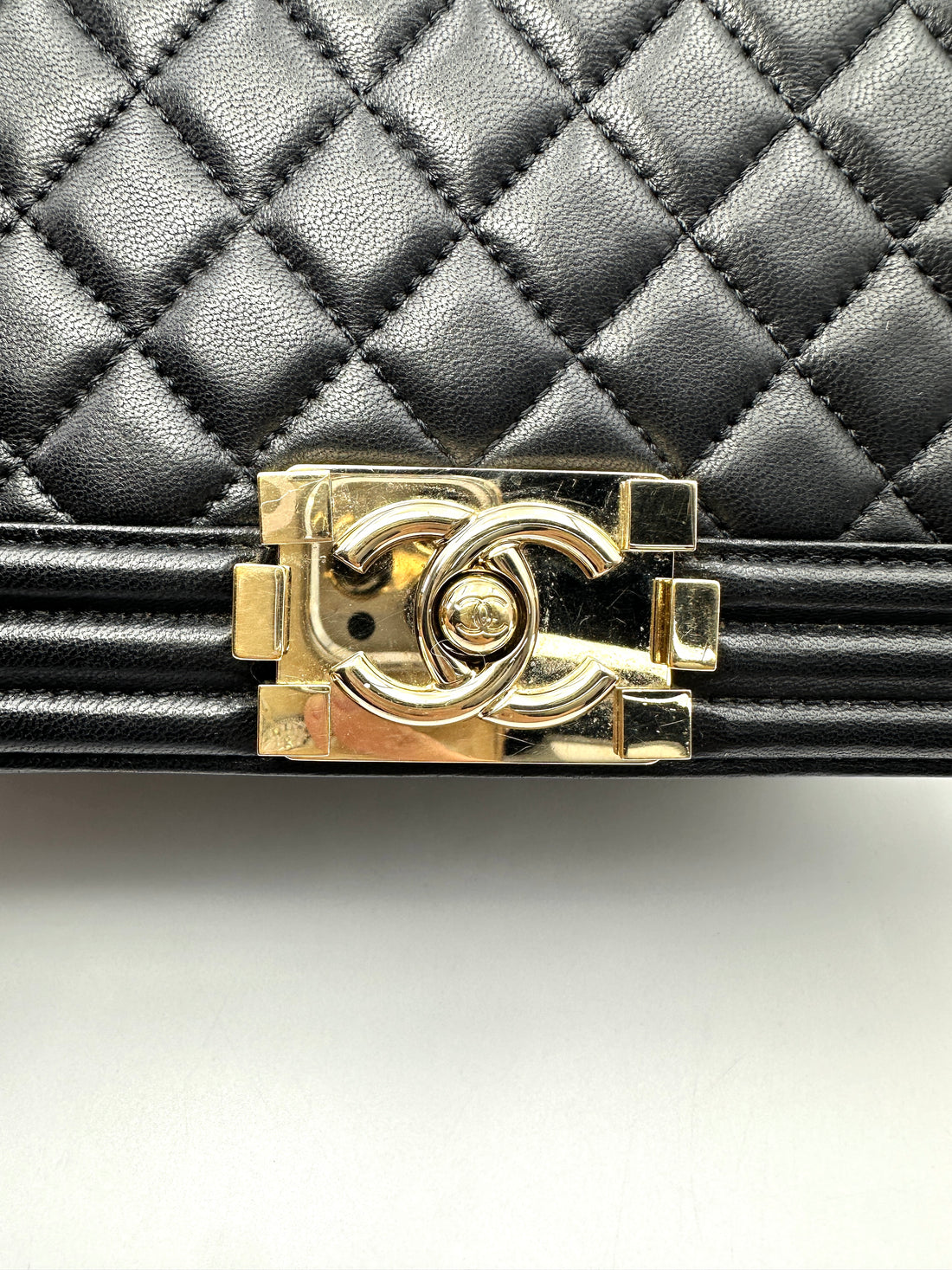 Chanel LeBoy Black Quilted Lambskin Medium Size Flap Bag With Gold Buckle(22***99) CC2525