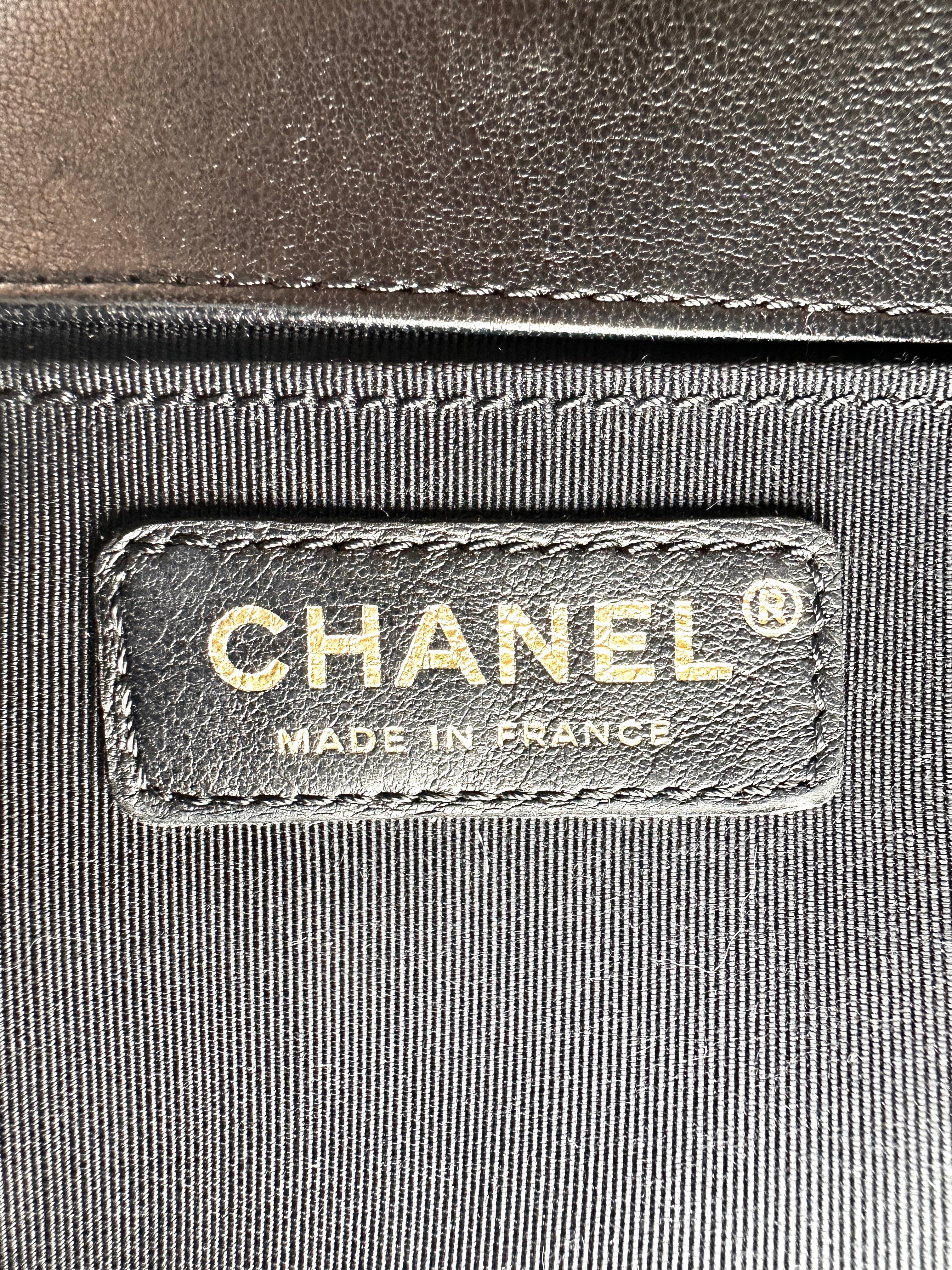 Chanel LeBoy Black Quilted Lambskin Medium Size Flap Bag With Gold Buckle(22***99) CC2525