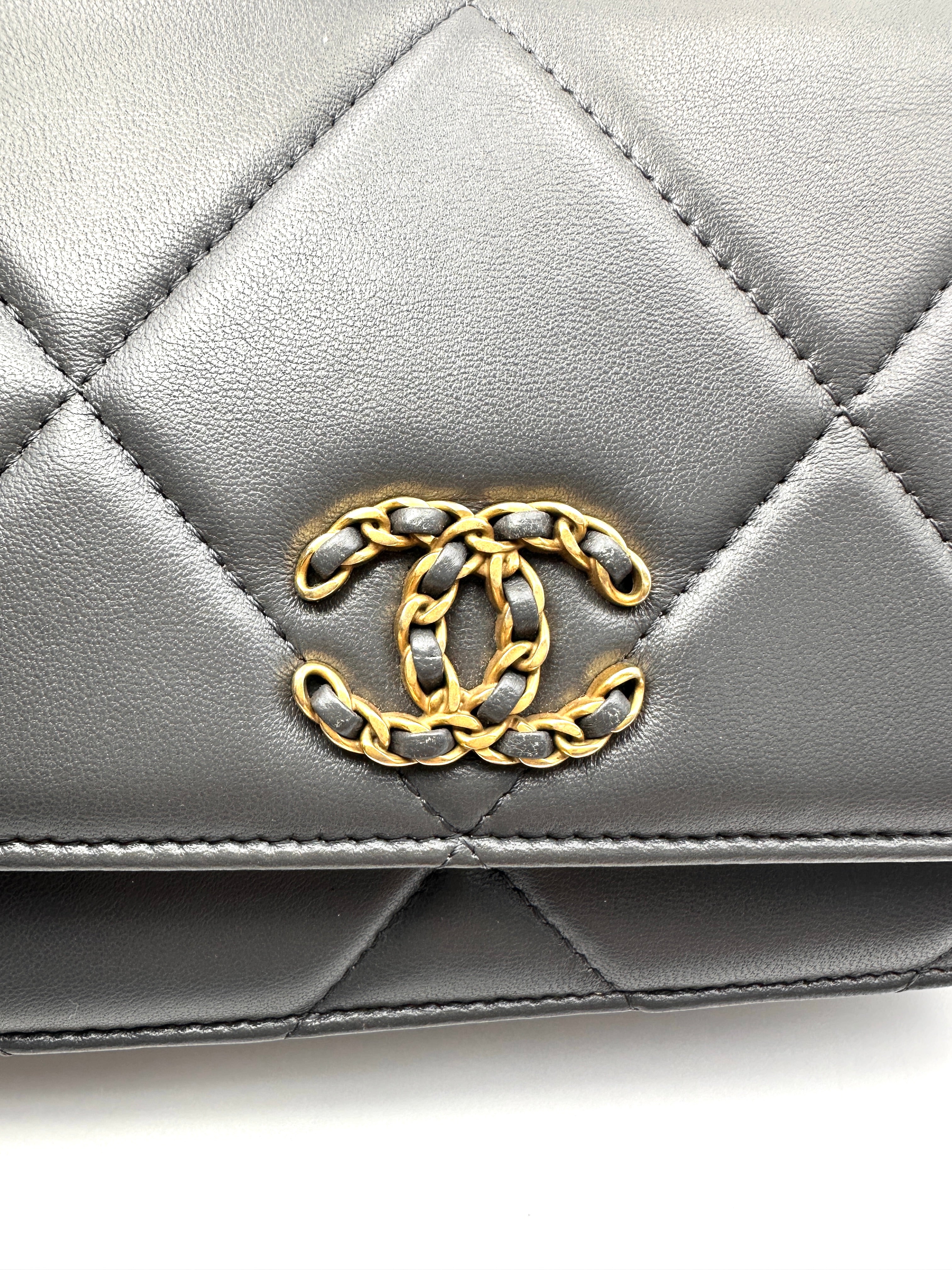 Chanel 19Bag Grey Quilted Leather Wallet On Chain(NH***86) CC2527