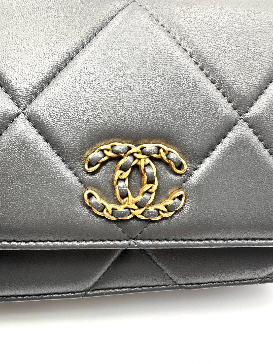 Chanel 19Bag Grey Quilted Leather Wallet On Chain(NH***86) CC2527