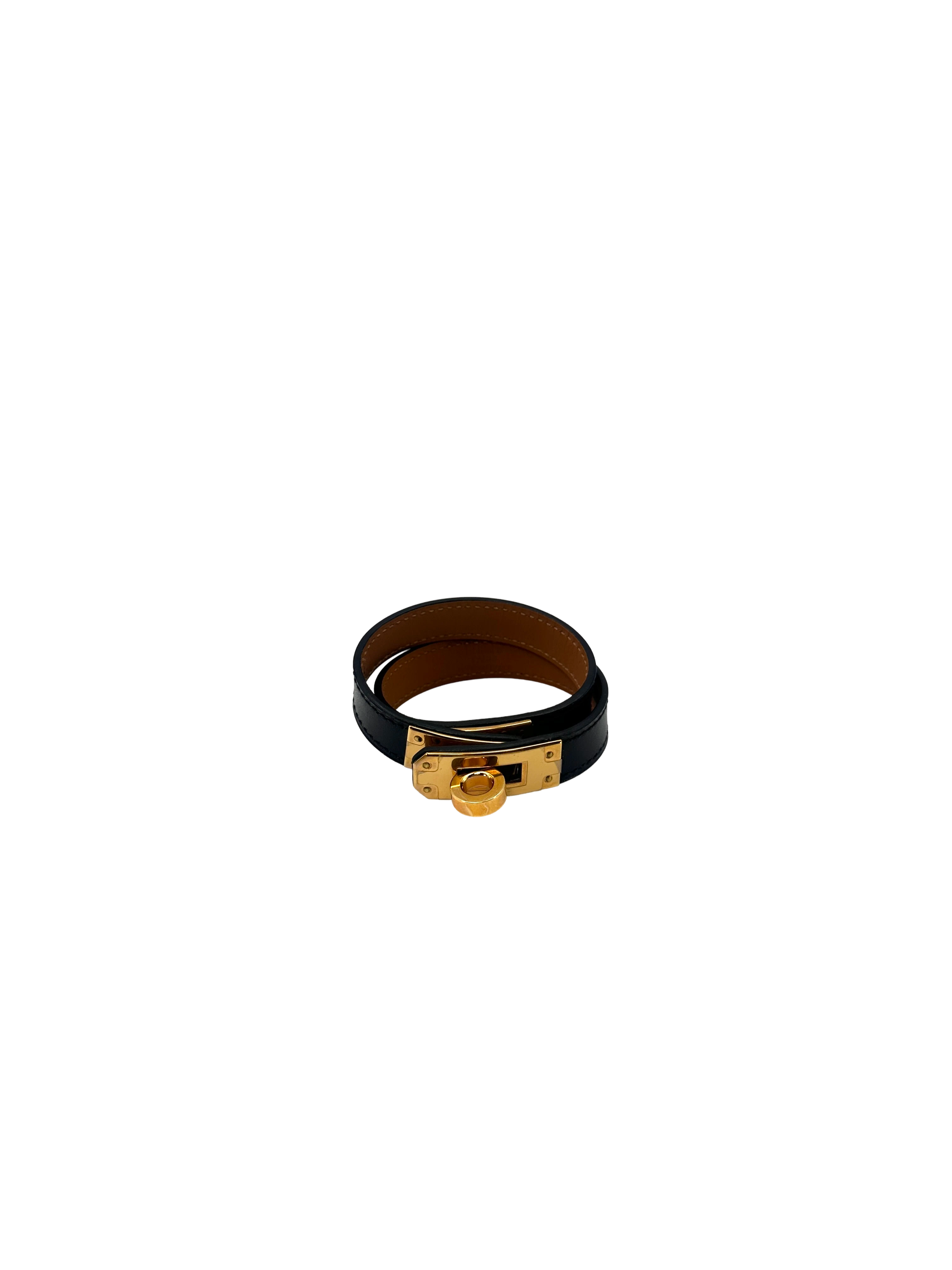 Hermes Kelly Double Tour Black Leather Bracelet HR163