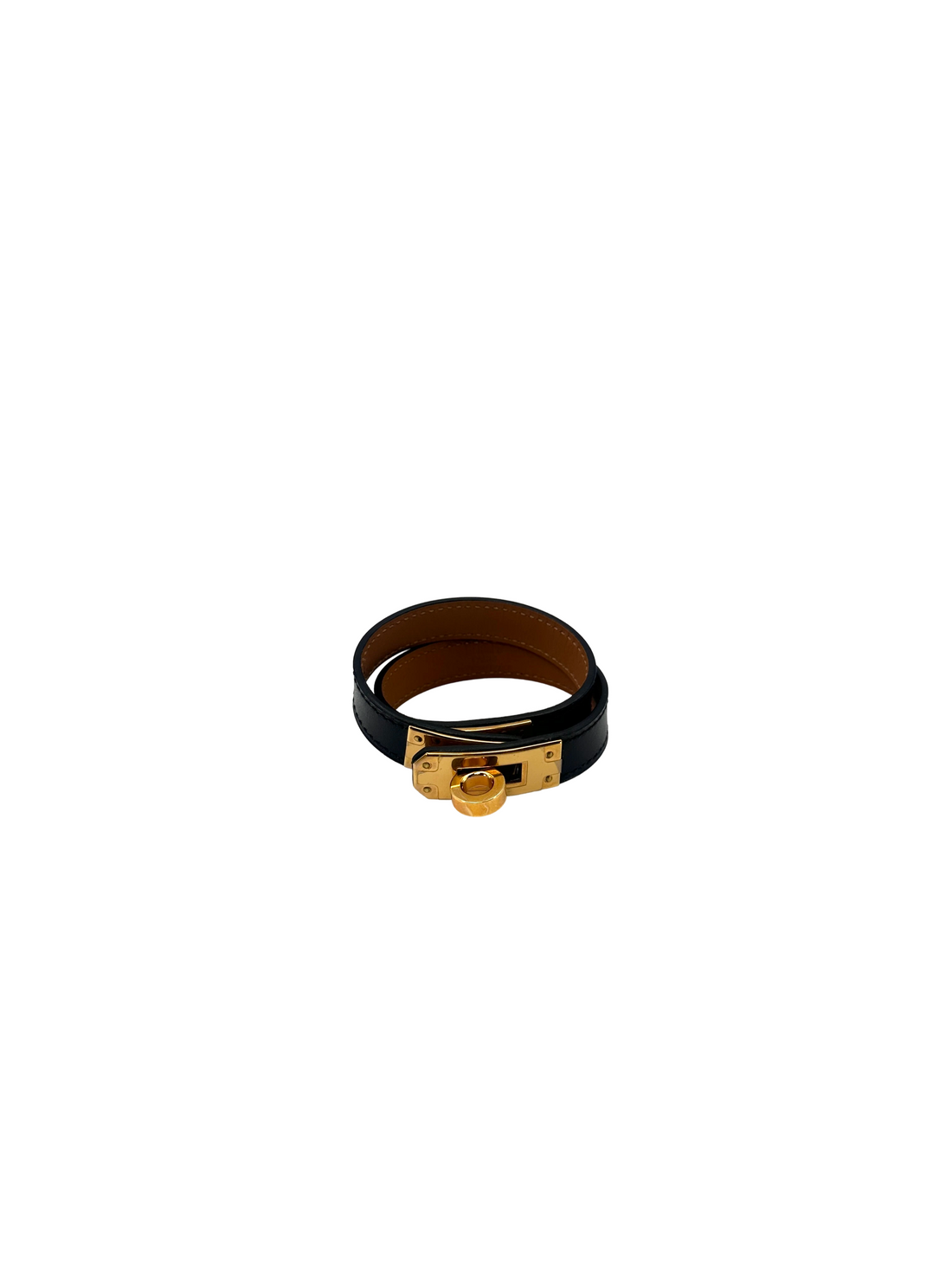 Hermes Kelly Double Tour Black Leather Bracelet HR163