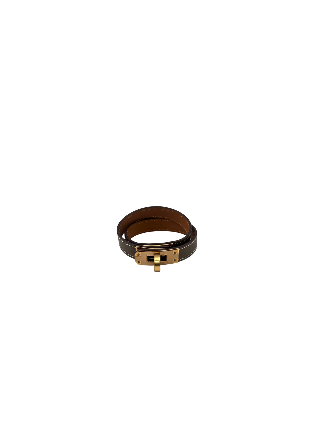 Hermes Kelly Double Tour Grey Leather Bracelet HR162