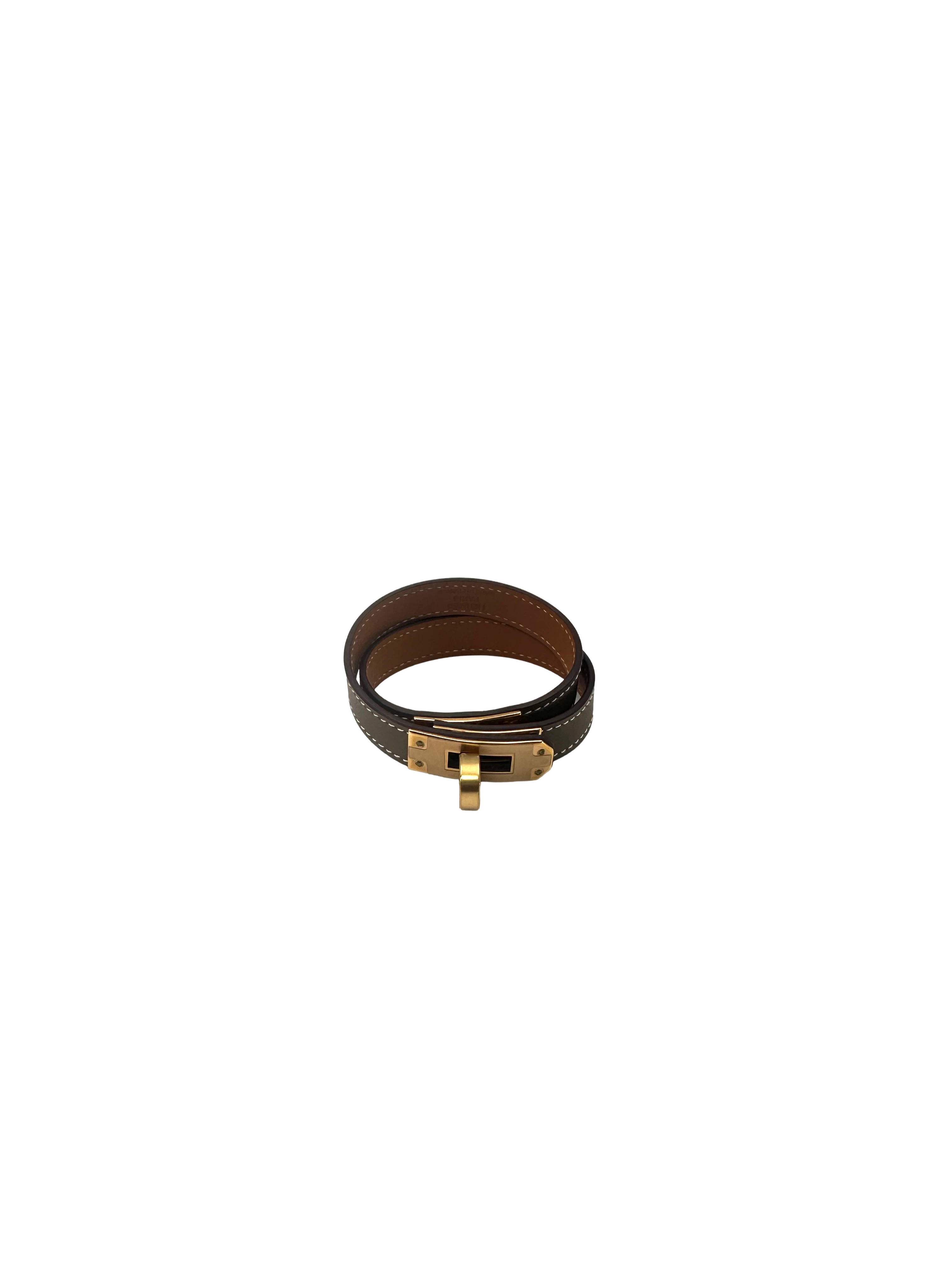 Hermes Kelly Double Tour Grey Leather Bracelet HR162