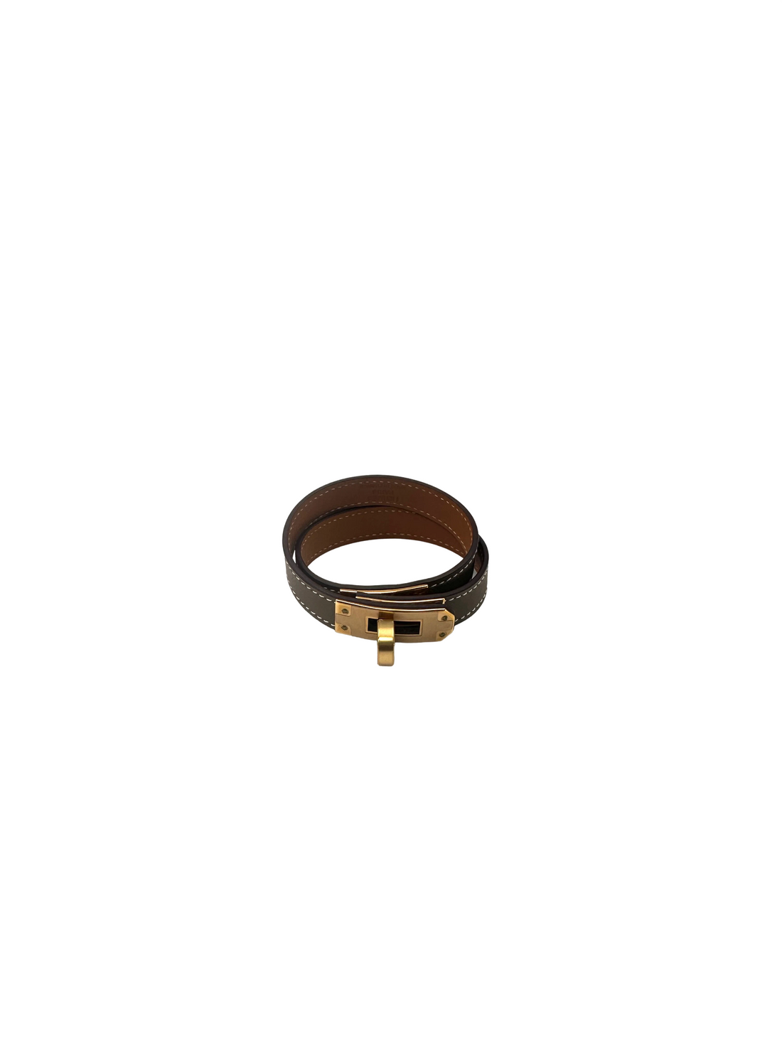 Hermes Kelly Double Tour Grey Leather Bracelet HR162