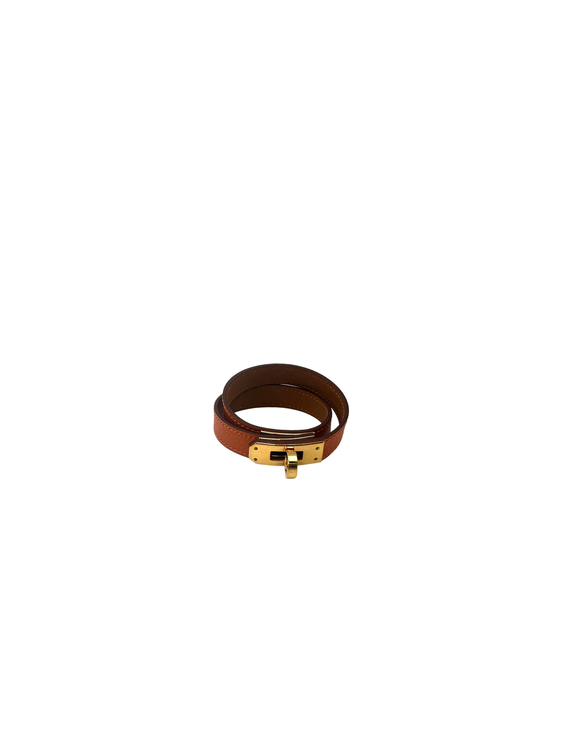 Hermes Mini Kelly Double Tour Brown Leather Bracelet HR164