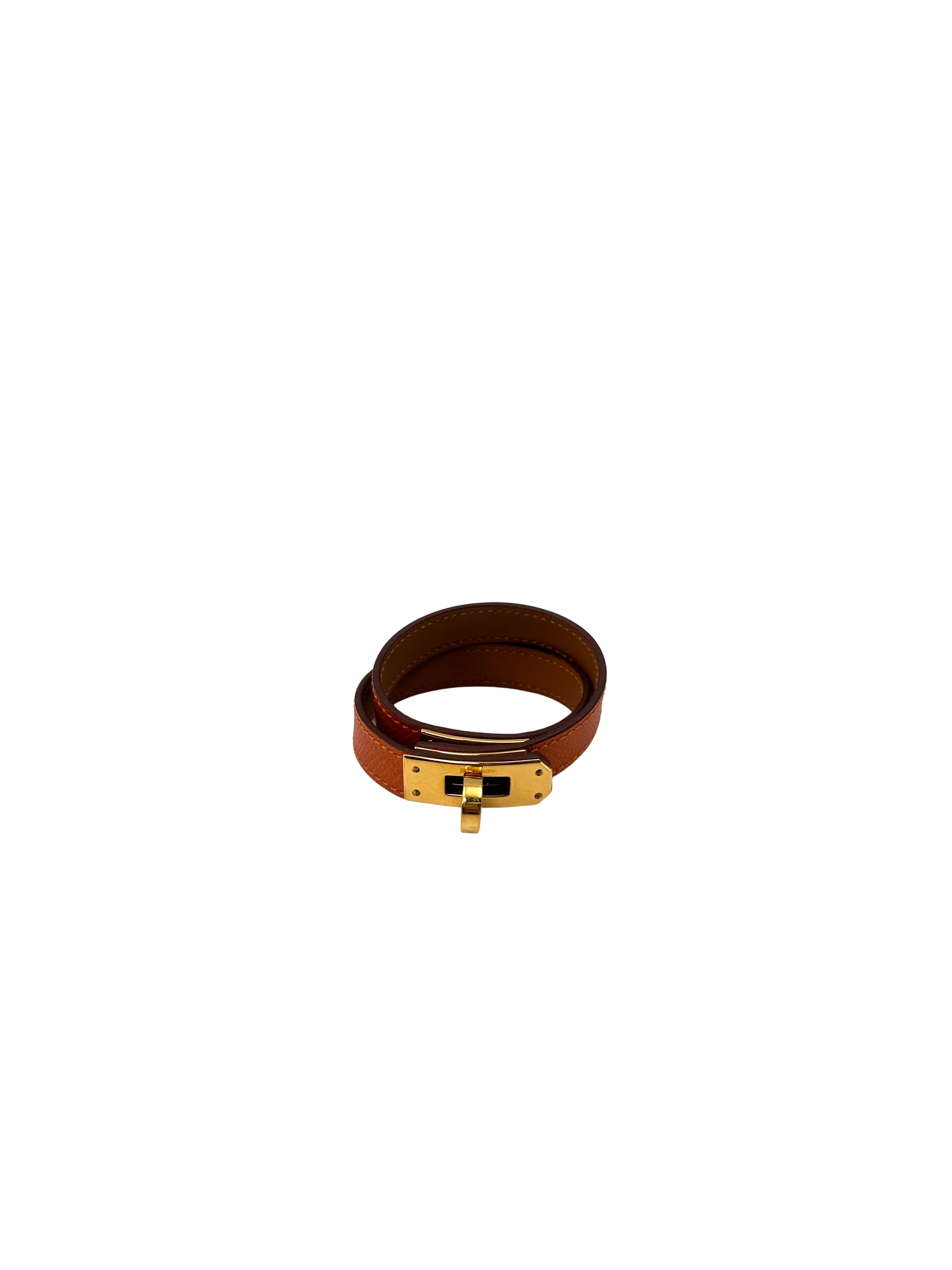 Hermes Mini Kelly Double Tour Brown Leather Bracelet HR164