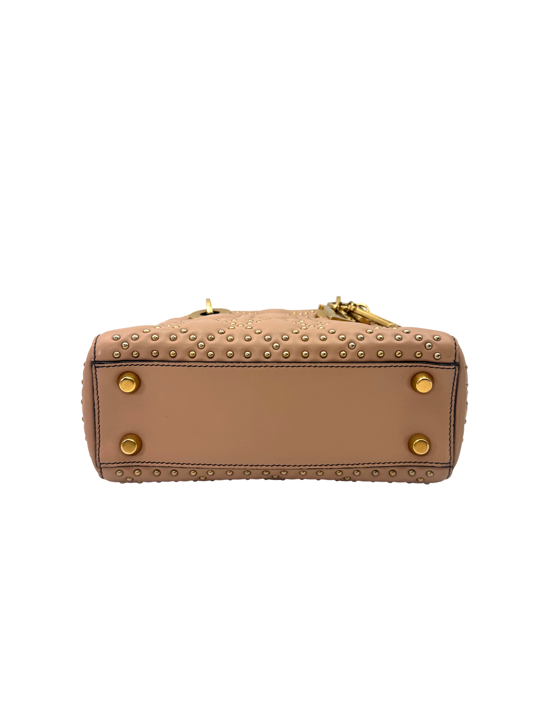 Christian Dior Lady Dior Beige Cannage Studs Leather Handle Bag DR916