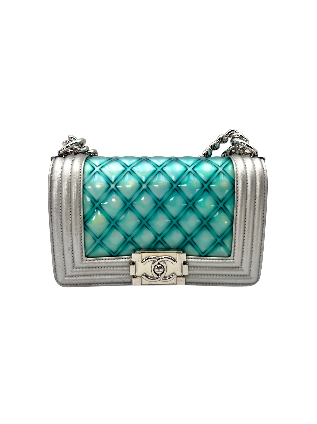 Chanel LeBoy Iridescent Blue Quilted Leather Flap Bag(26***95) CC2533