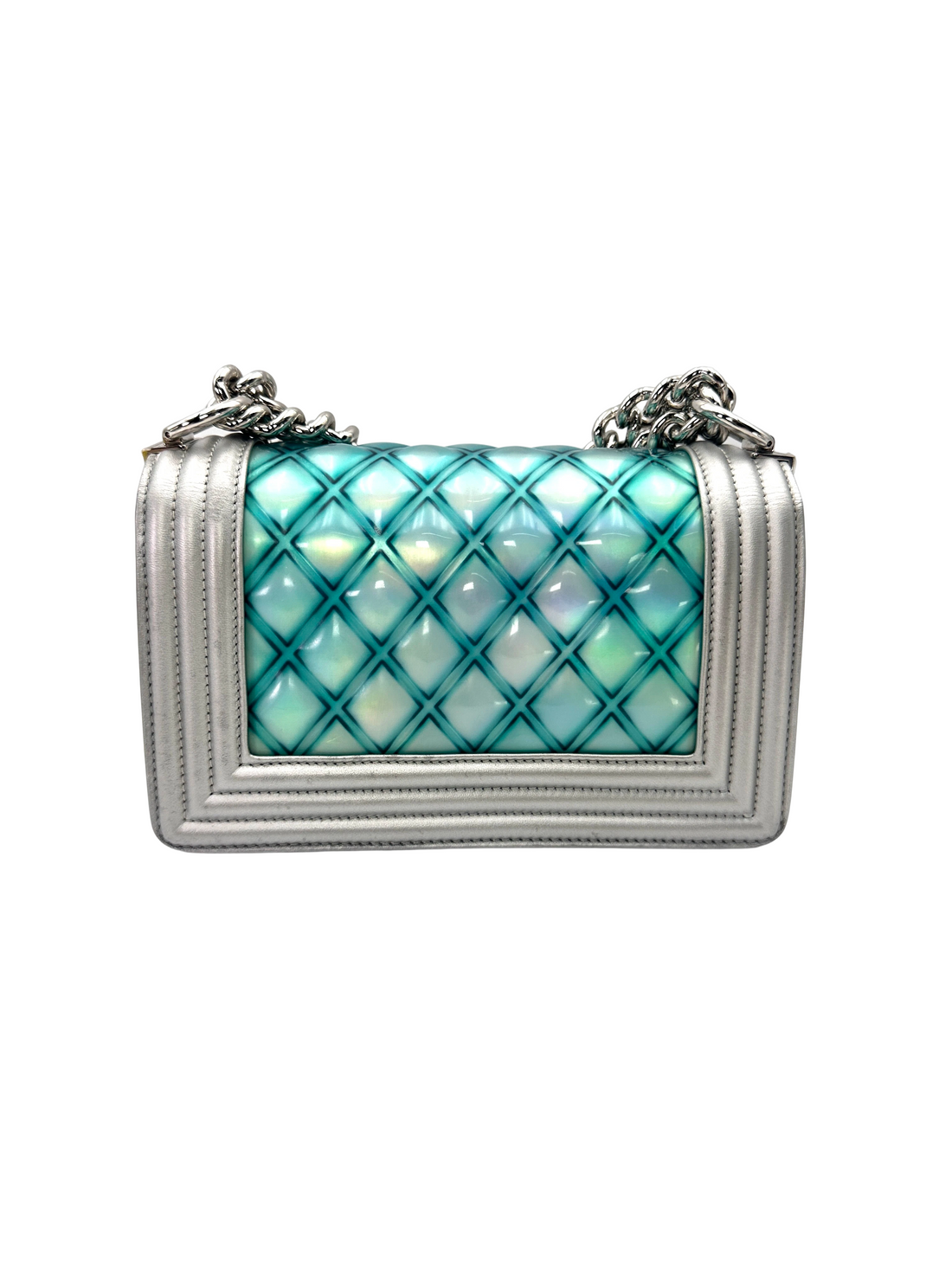 Chanel LeBoy Iridescent Blue Quilted Leather Flap Bag(26***95) CC2533