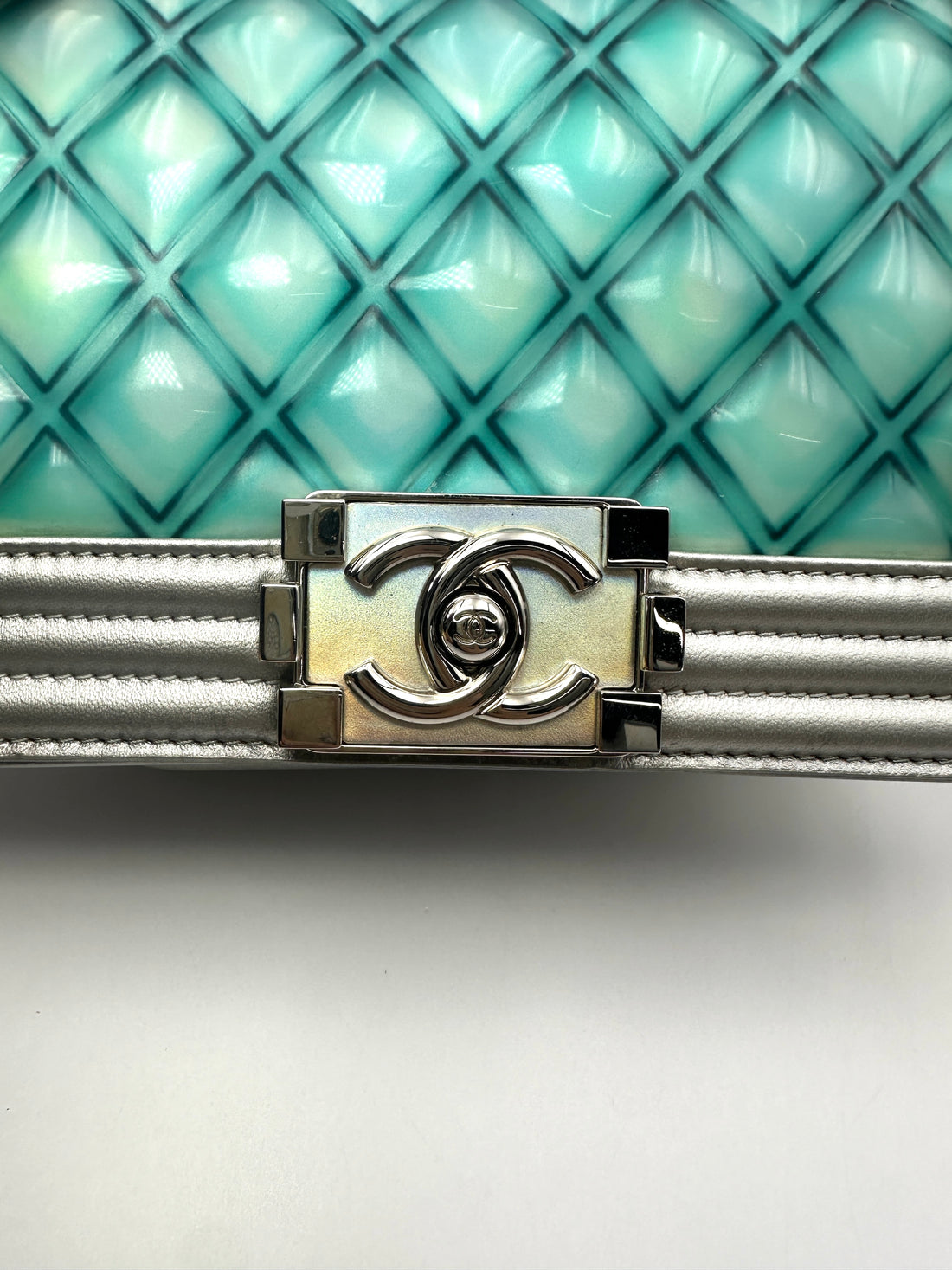 Chanel LeBoy Iridescent Blue Quilted Leather Flap Bag(26***95) CC2533