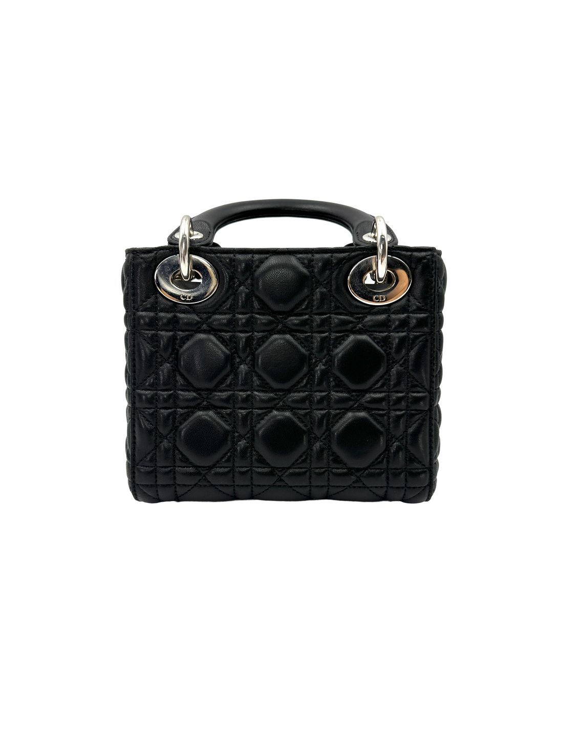 Christian Dior Lady Dior Black Cannage Leather Handle Bag DR919