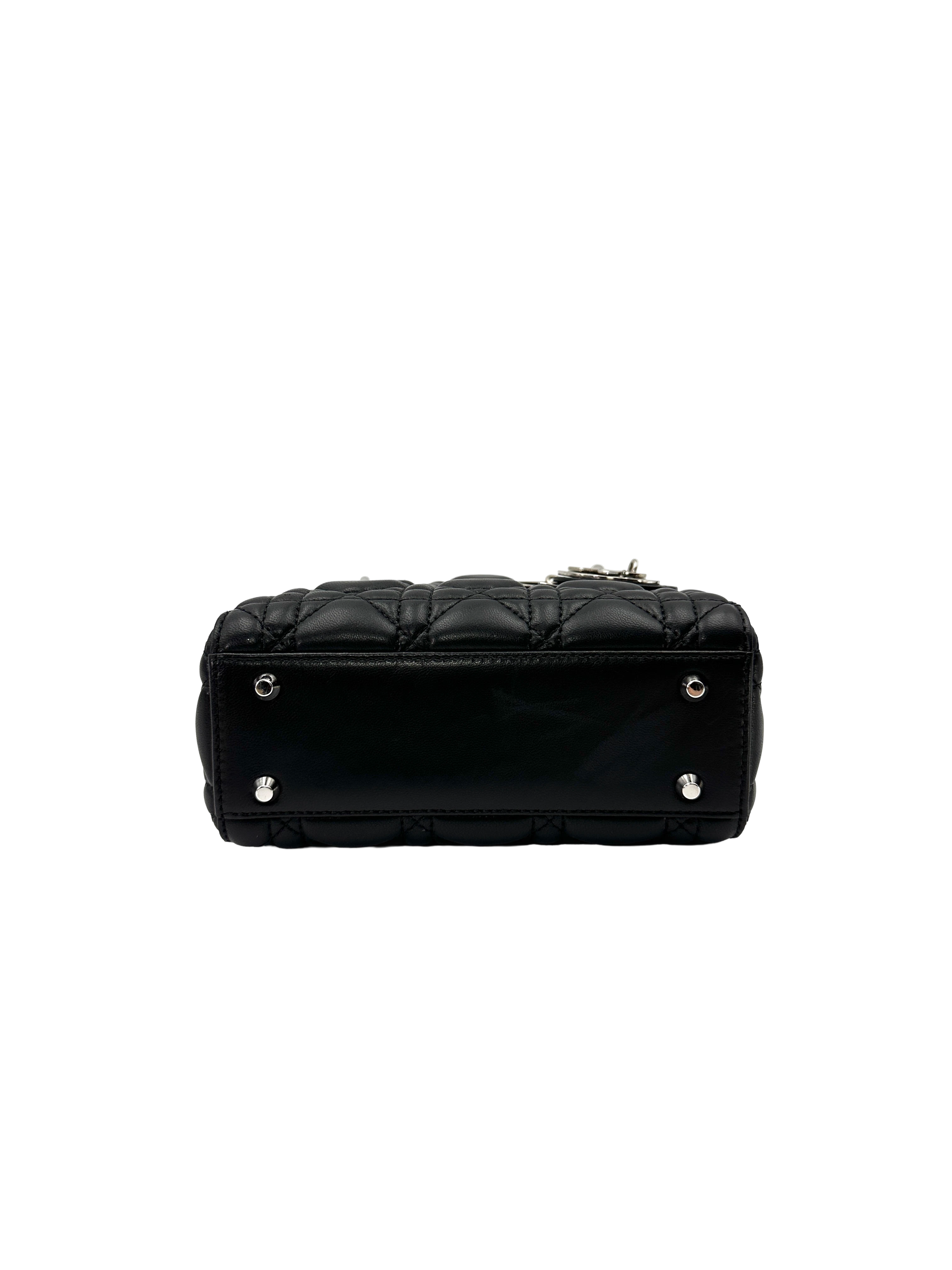 Christian Dior Lady Dior Black Cannage Leather Handle Bag DR919