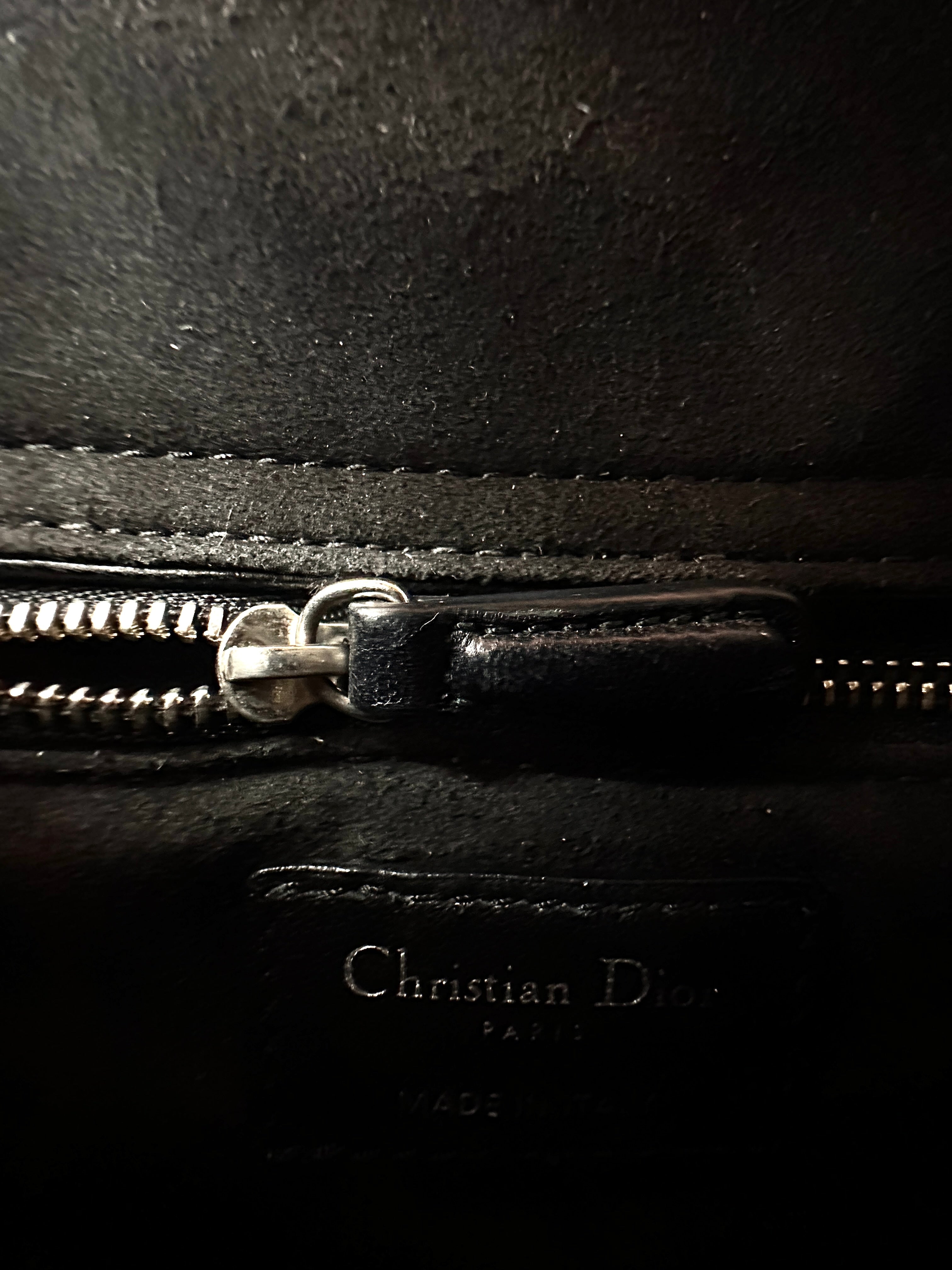 Christian Dior Lady Dior Black Cannage Leather Handle Bag DR919