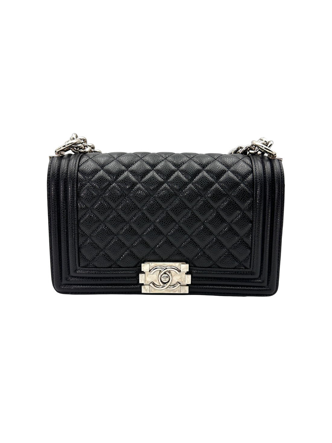 Chanel LeBoy Black Quilted Leather Flap Bag With Silver Buckle(18***03) CC2530