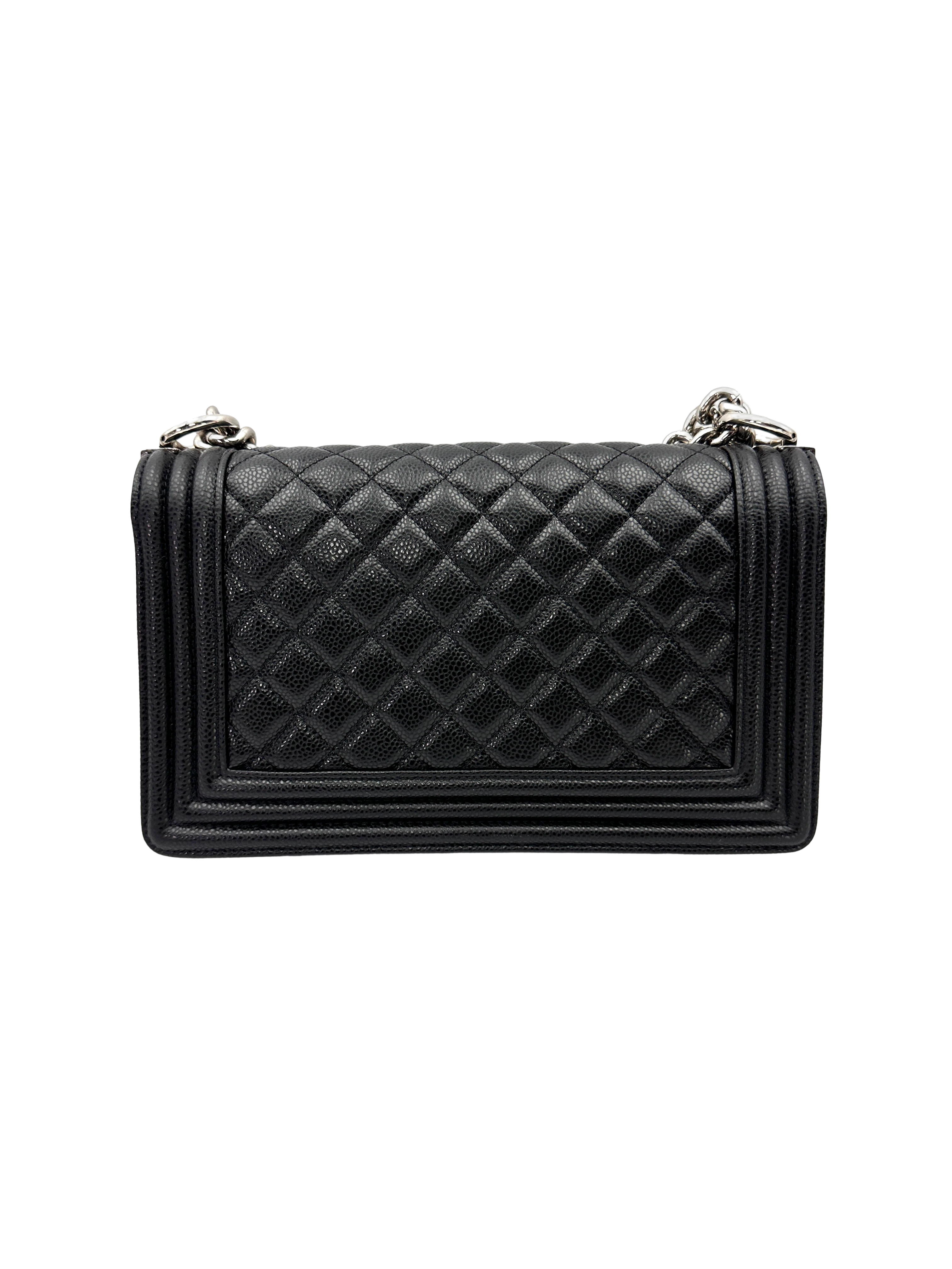 Chanel LeBoy Black Quilted Leather Flap Bag With Silver Buckle(18***03) CC2530