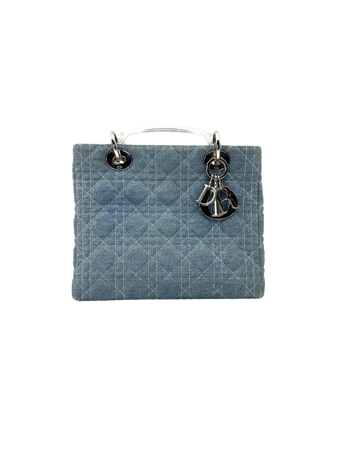 Christian Dior Lady Dior Blue Denim Cannage Handle Bag DR917