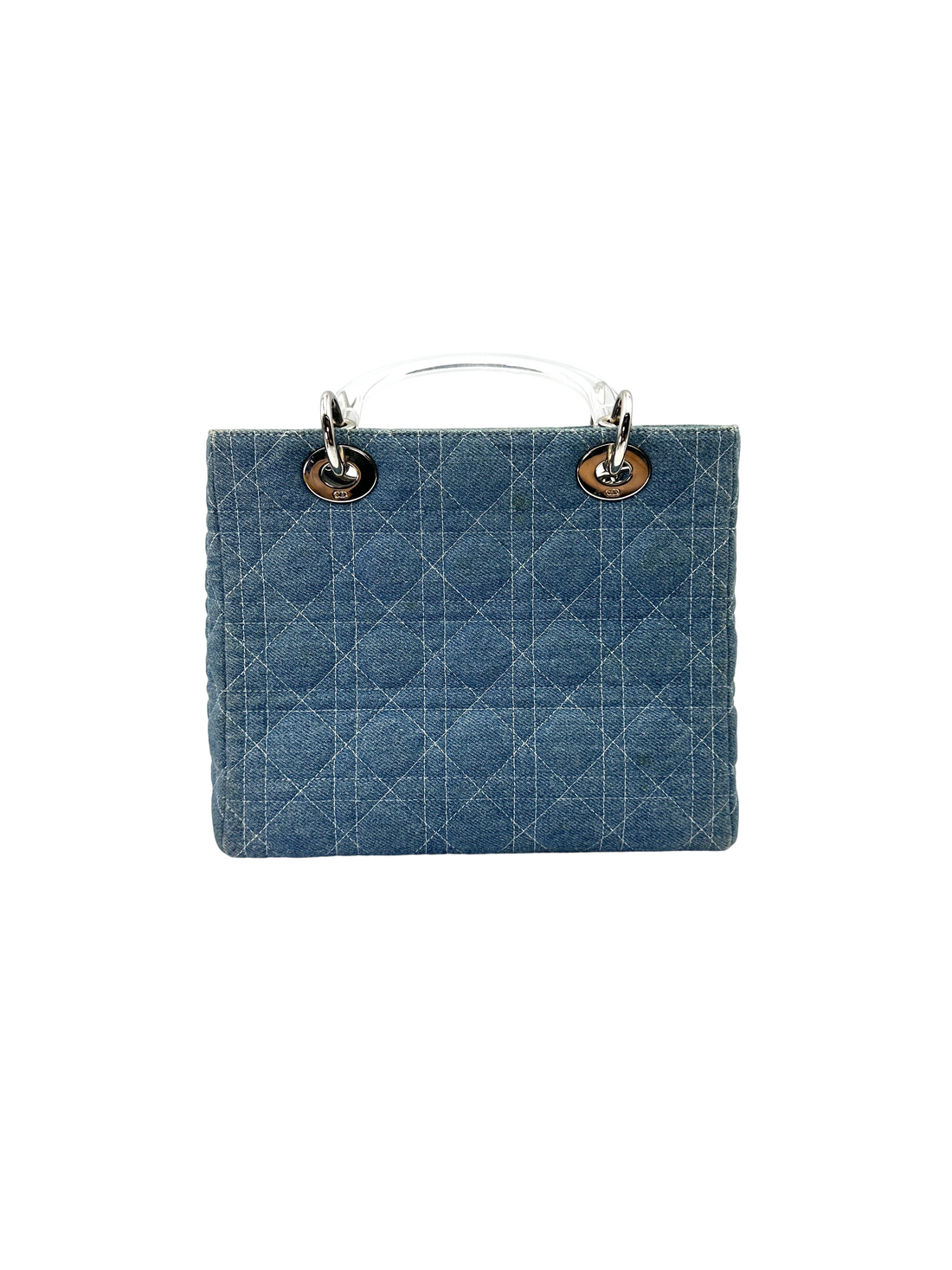 Christian Dior Lady Dior Blue Denim Cannage Handle Bag DR917