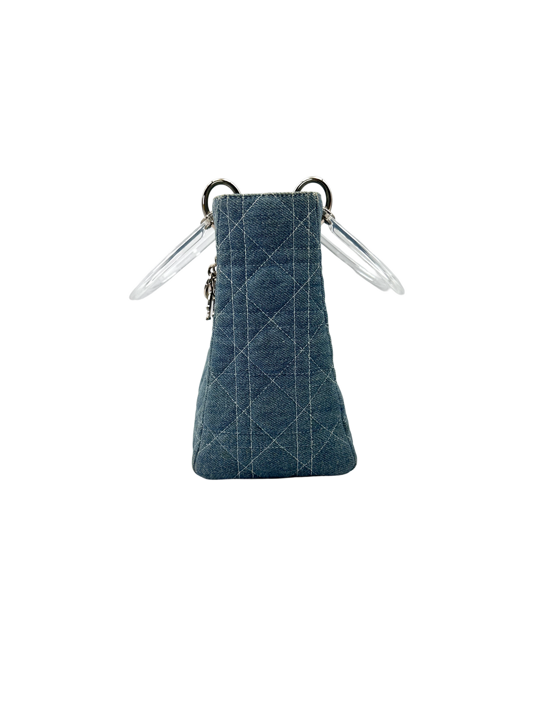 Christian Dior Lady Dior Blue Denim Cannage Handle Bag DR917
