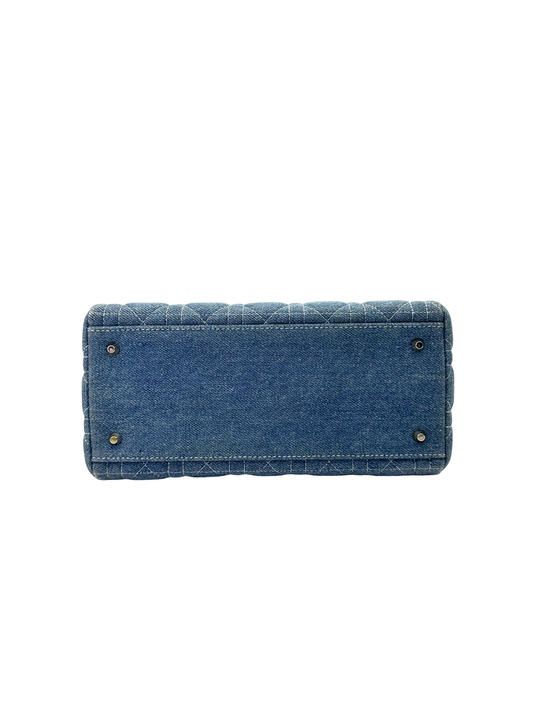 Christian Dior Lady Dior Blue Denim Cannage Handle Bag DR917