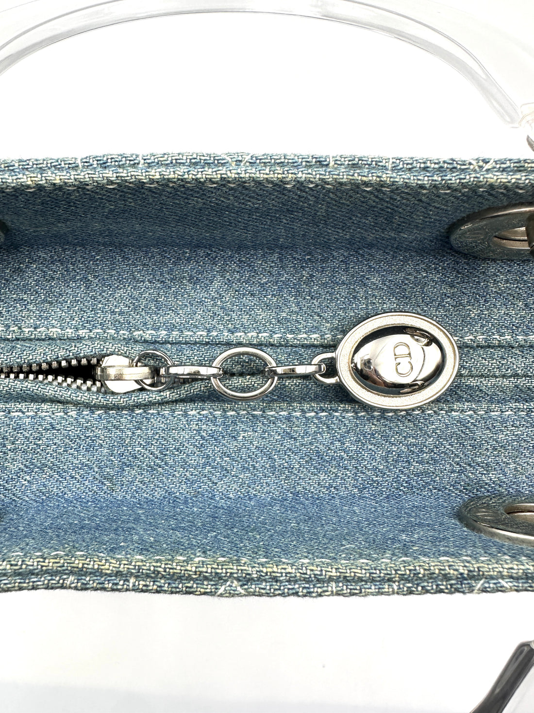 Christian Dior Lady Dior Blue Denim Cannage Handle Bag DR917