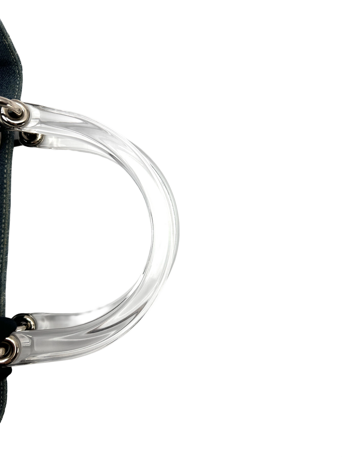 Christian Dior Lady Dior Blue Denim Cannage Handle Bag DR917