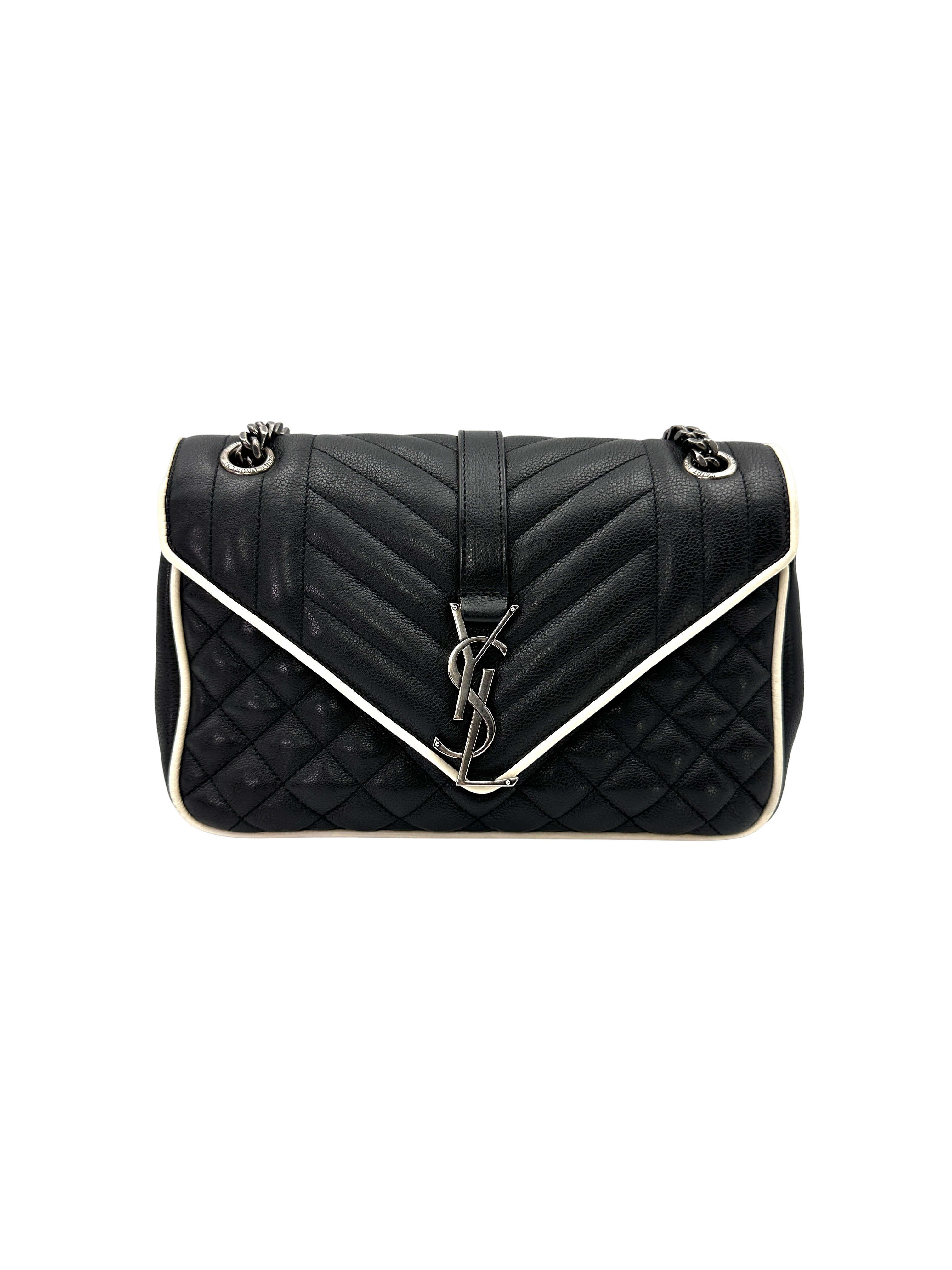 Saint Laurent College Black Leather Shoulder Bag SL290