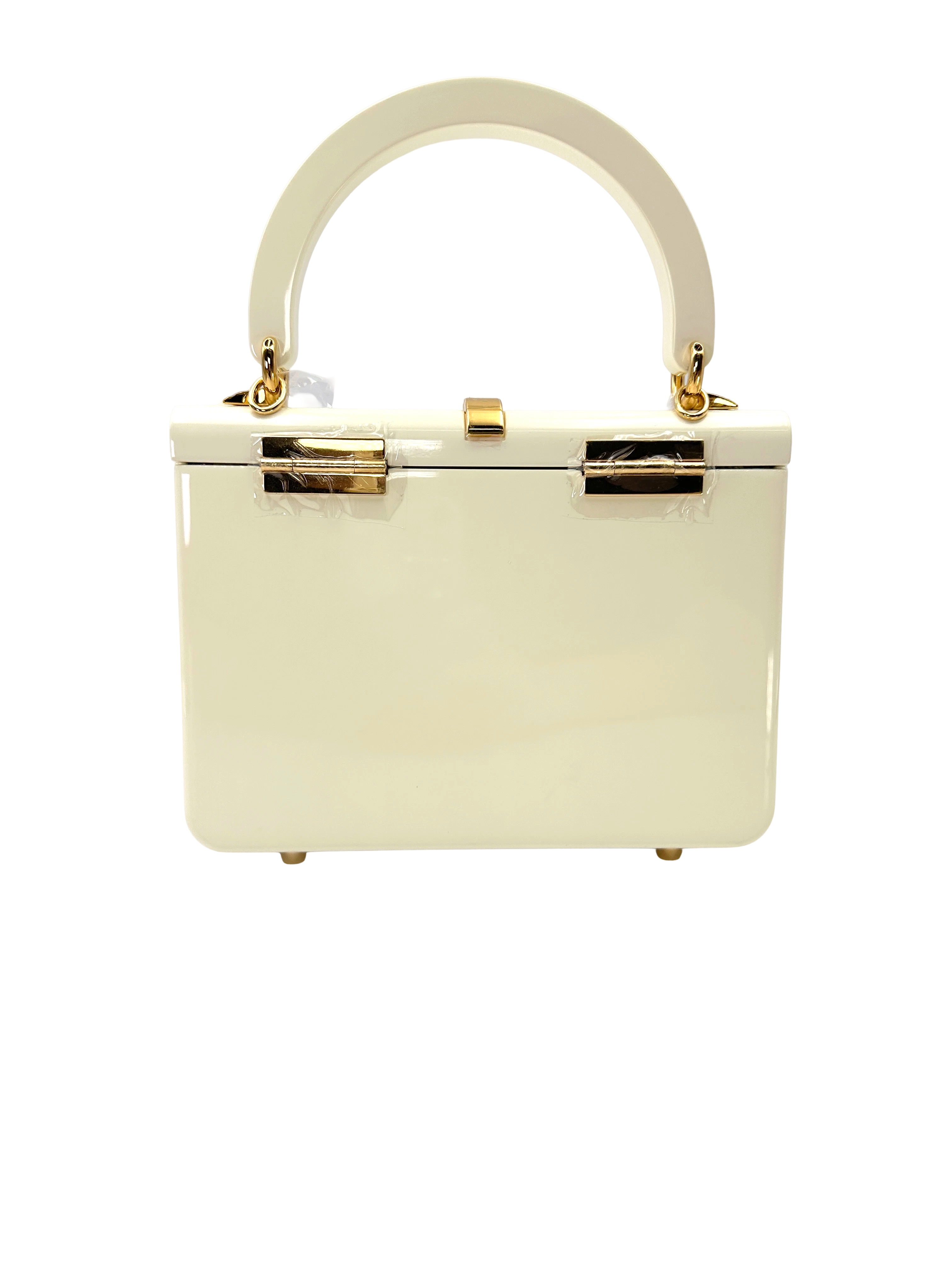 Gucci Sylvie 1969 White Plexiglass Handle Bag GG1389