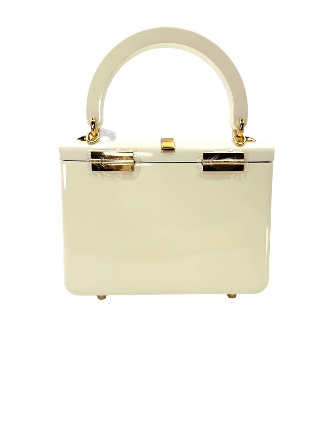 Gucci Sylvie 1969 White Plexiglass Handle Bag GG1389