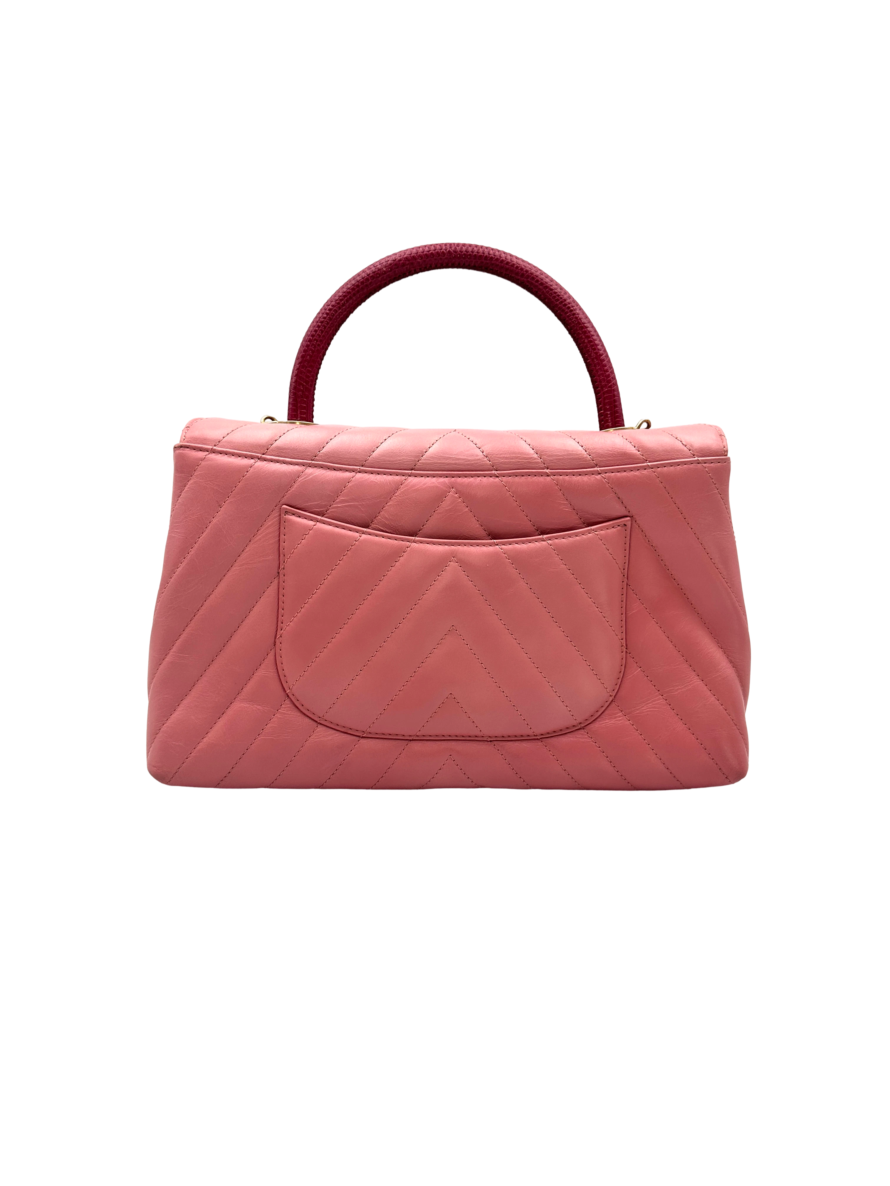 Chanel CoCo Handle Pink Chevron Quilted Leather Shoulder Bag(24***72) CC2534