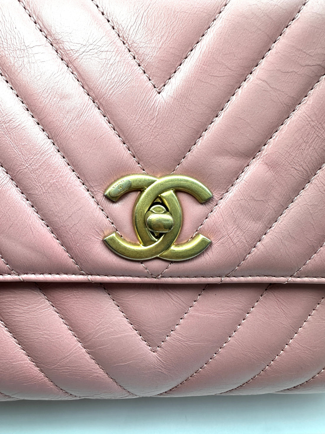 Chanel CoCo Handle Pink Chevron Quilted Leather Shoulder Bag(24***72) CC2534