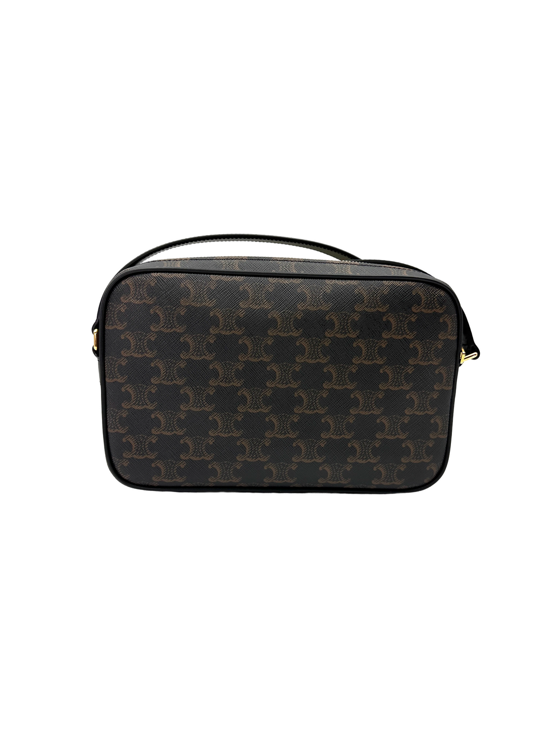 Celine Triomphe Canvas White Logo Print Messenger Bag CE189