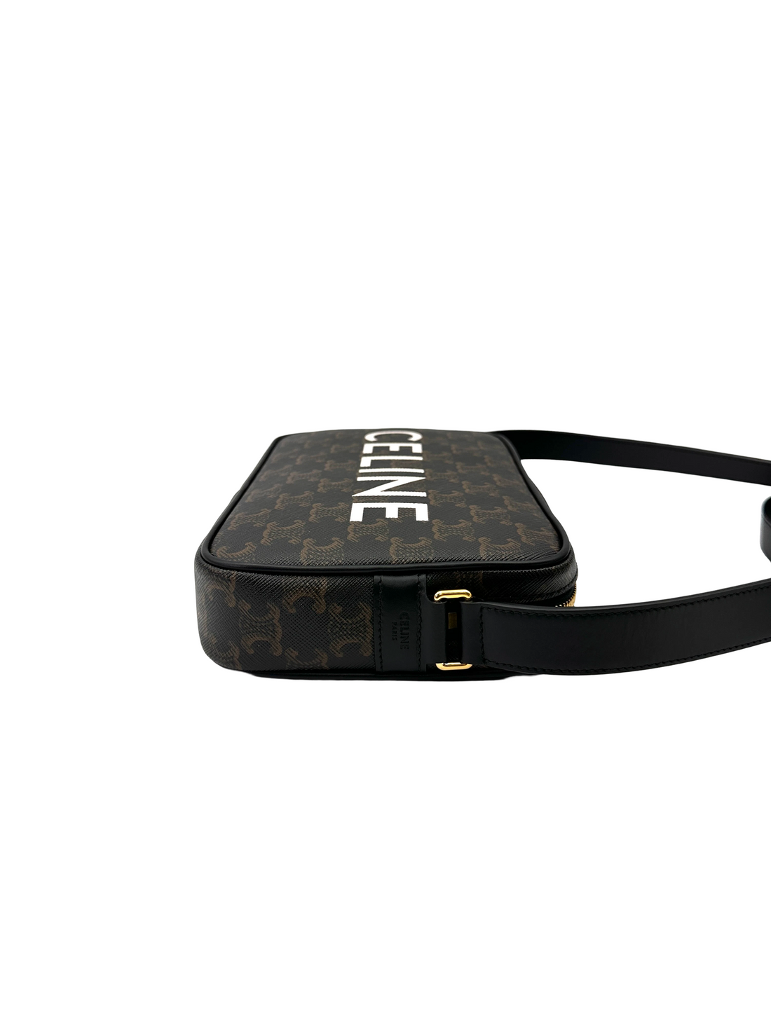 Celine Triomphe Canvas White Logo Print Messenger Bag CE189