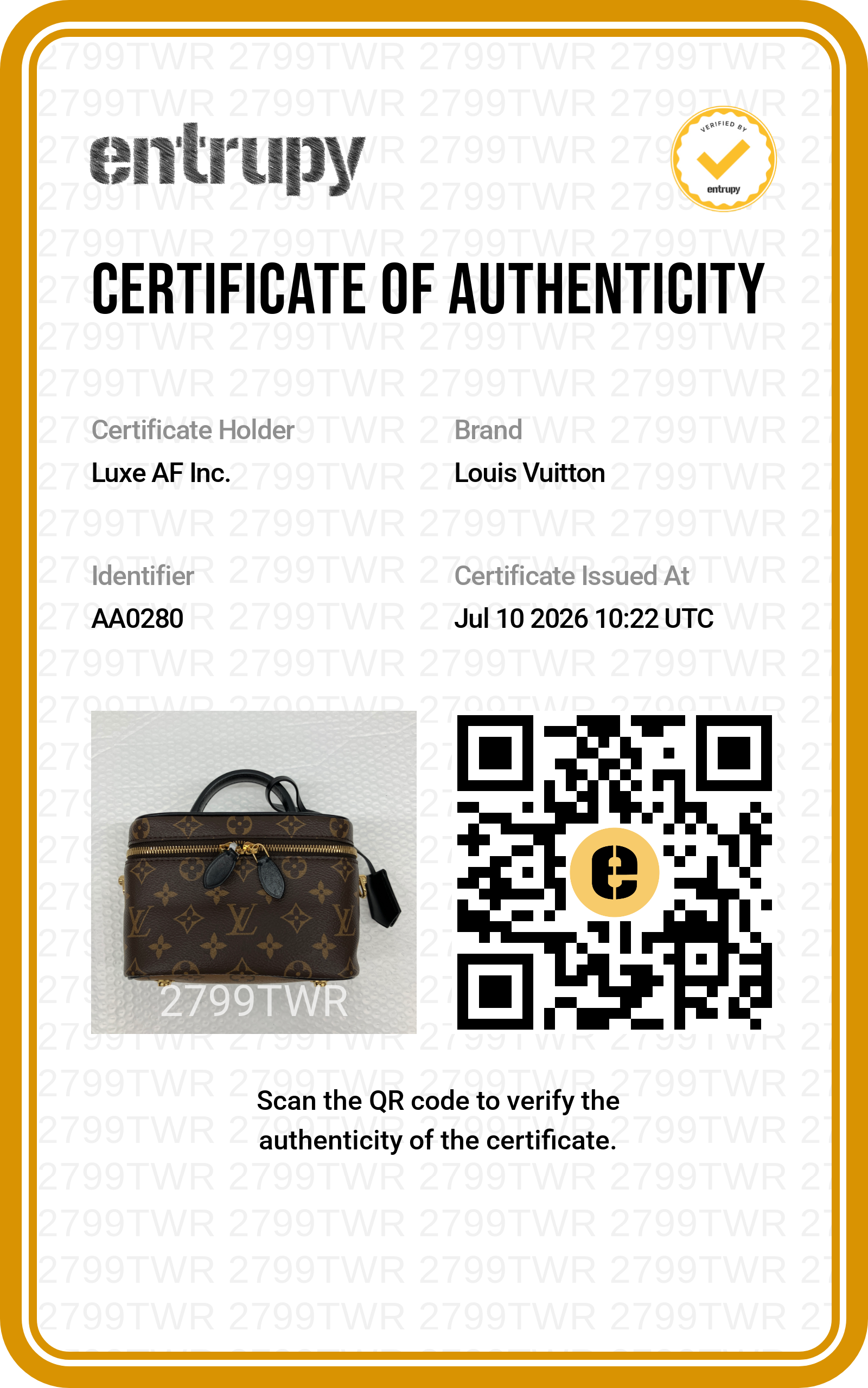 Louis Vuitton Vanity PM Monogram Reverse Canvas Handle Bag LV3311