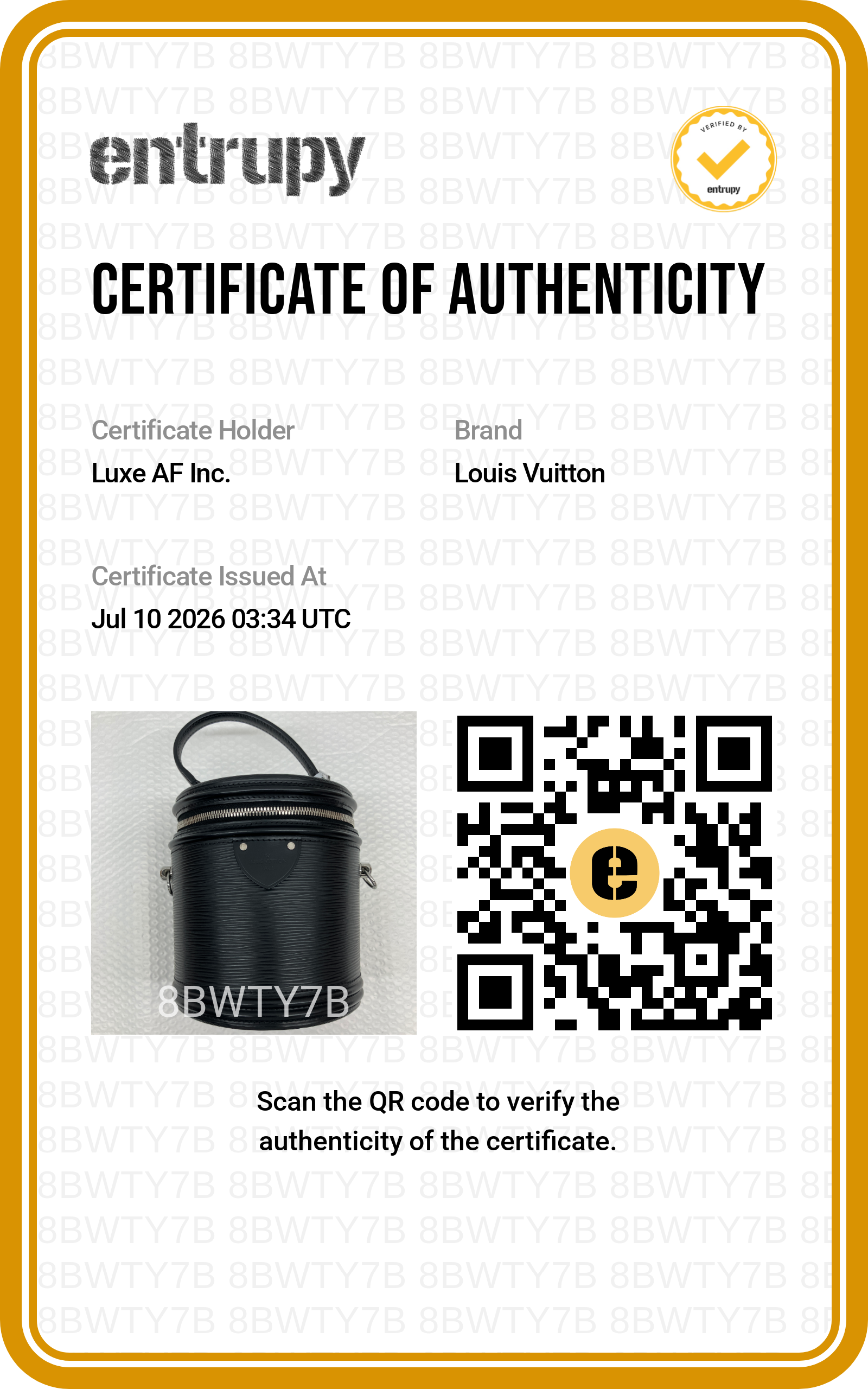 Louis Vuitton Black Epi Leather Cannes Bag LV3303