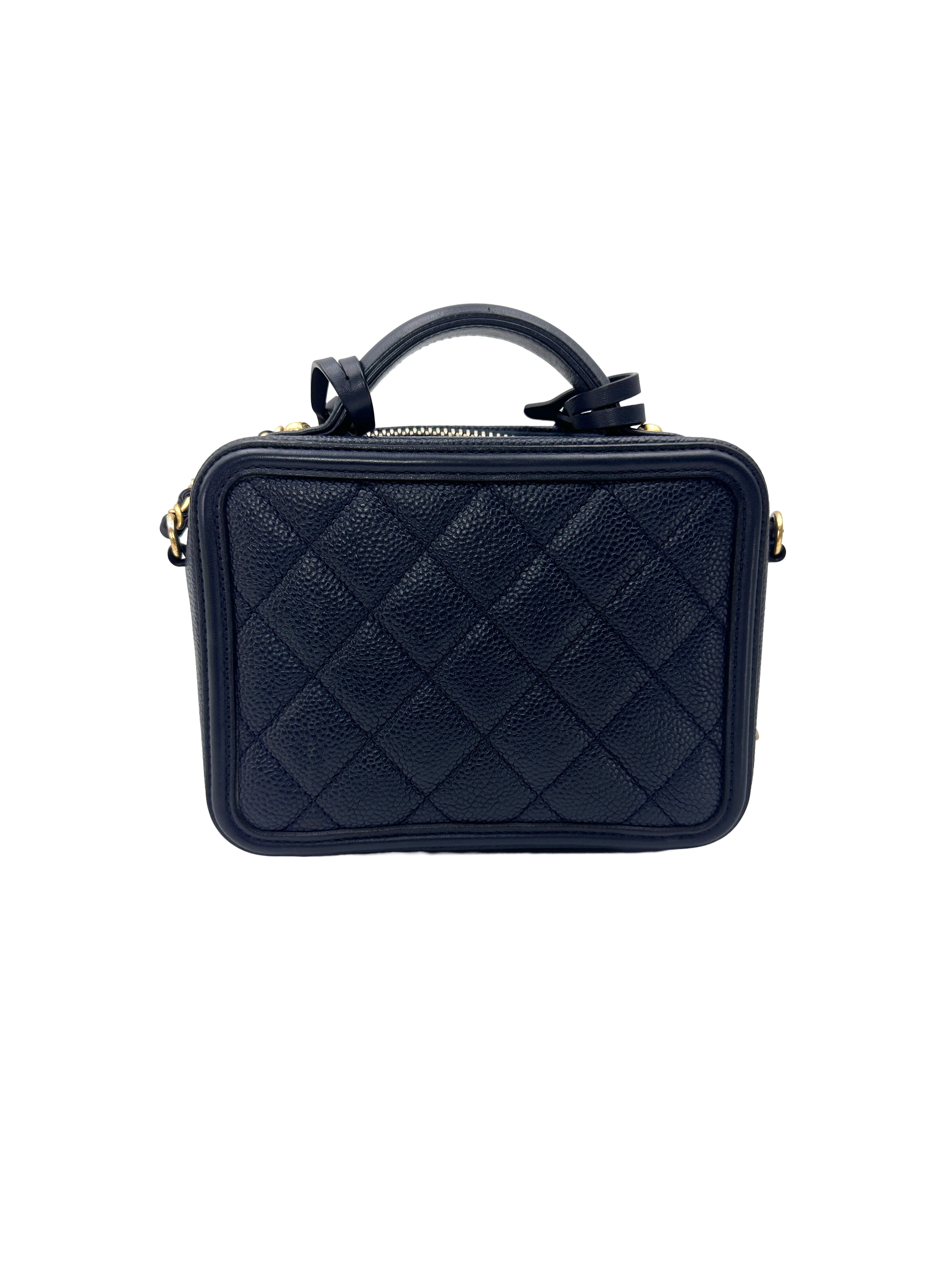 Chanel CC Filigree Navy Quilted Leather Vanity Case(27***65) CC2536