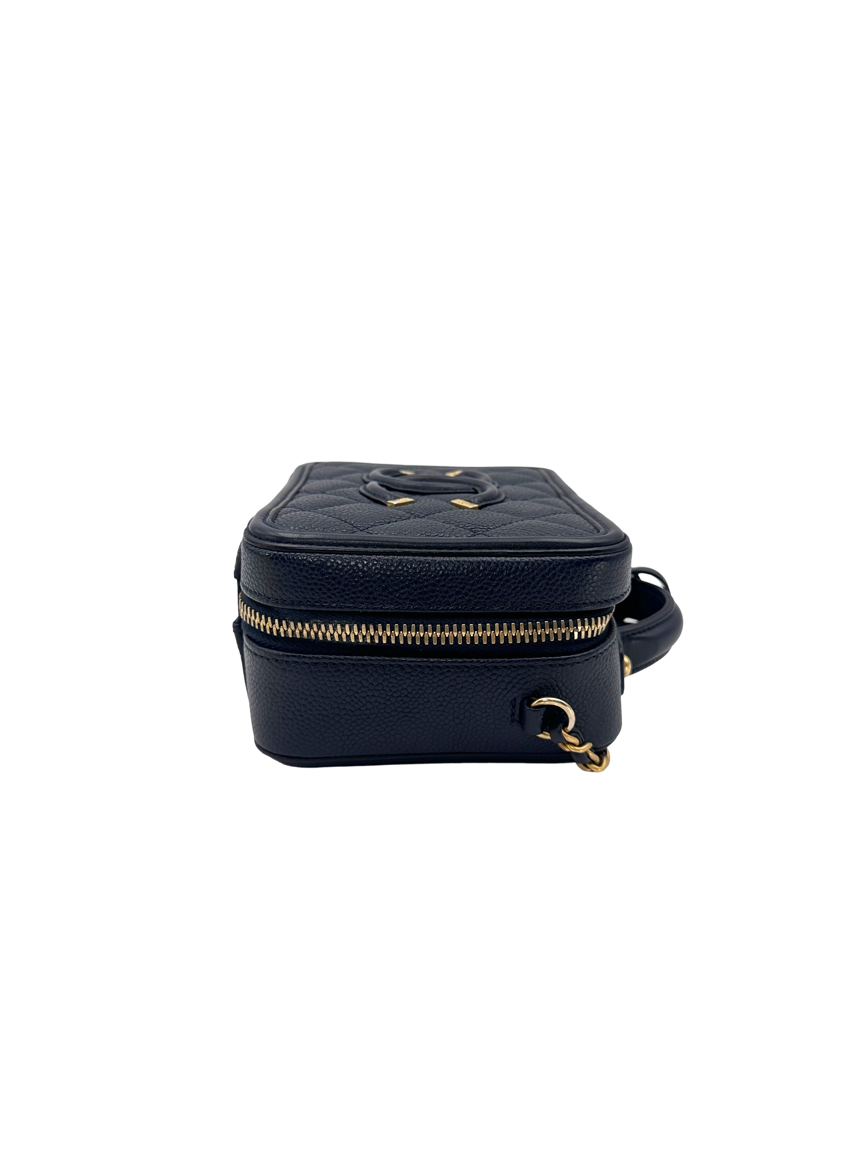 Chanel CC Filigree Navy Quilted Leather Vanity Case(27***65) CC2536