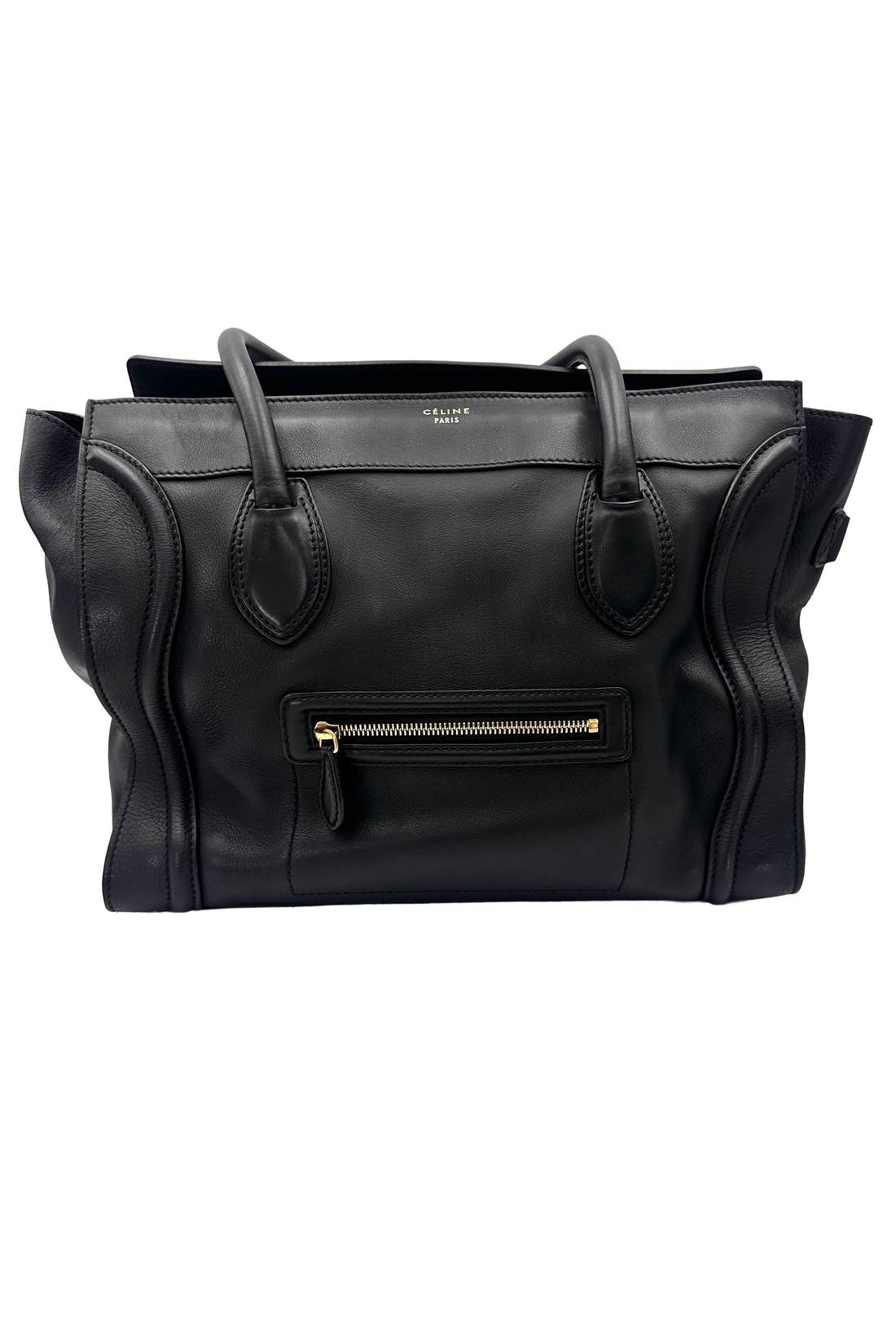 Celine Luggage Black Leather Large Size Handle Bag CE190