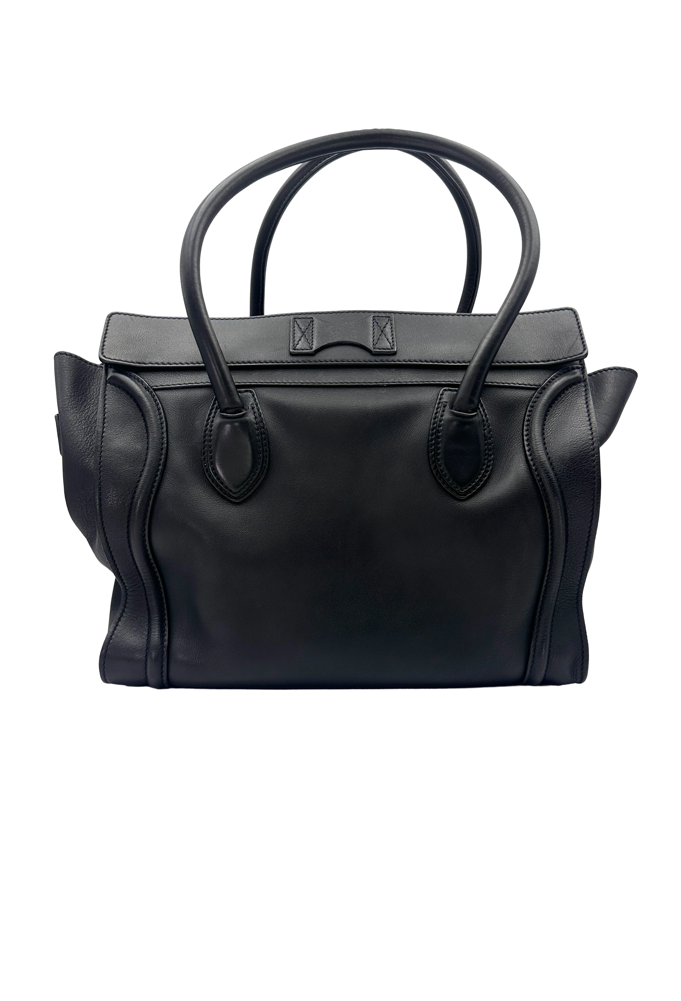 Celine Luggage Black Leather Large Size Handle Bag CE190