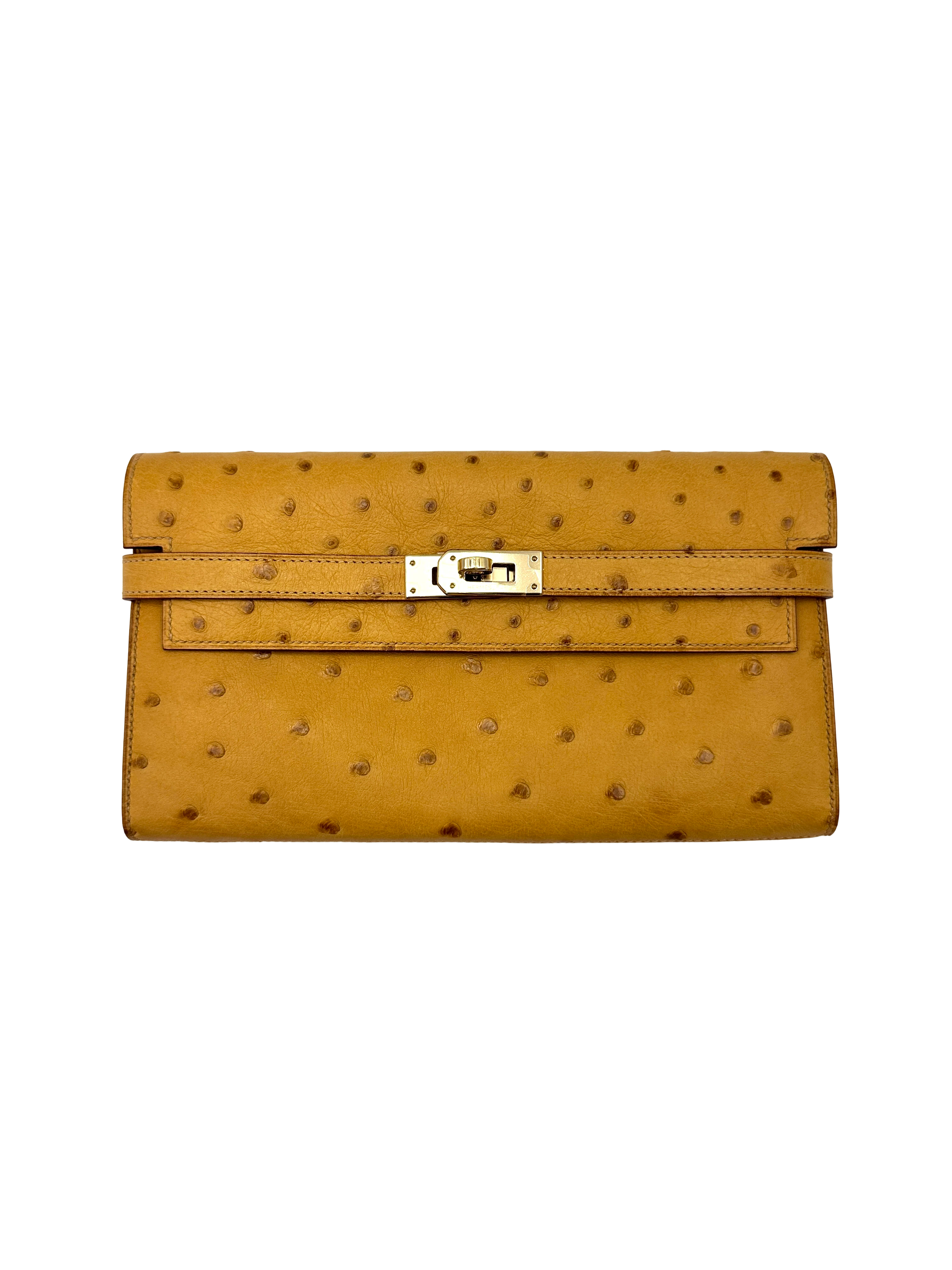 Hermes Kelly To Go Yellow Ostrich Leather Wallet HR171