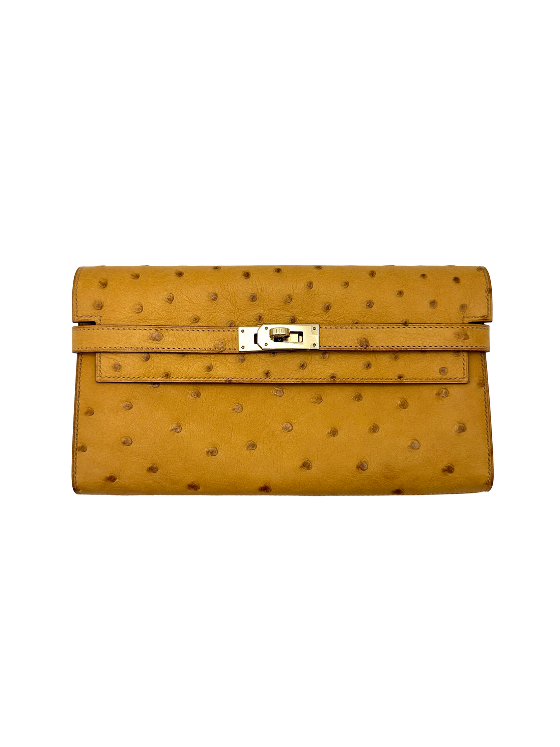 Hermes Kelly To Go Yellow Ostrich Leather Wallet HR171