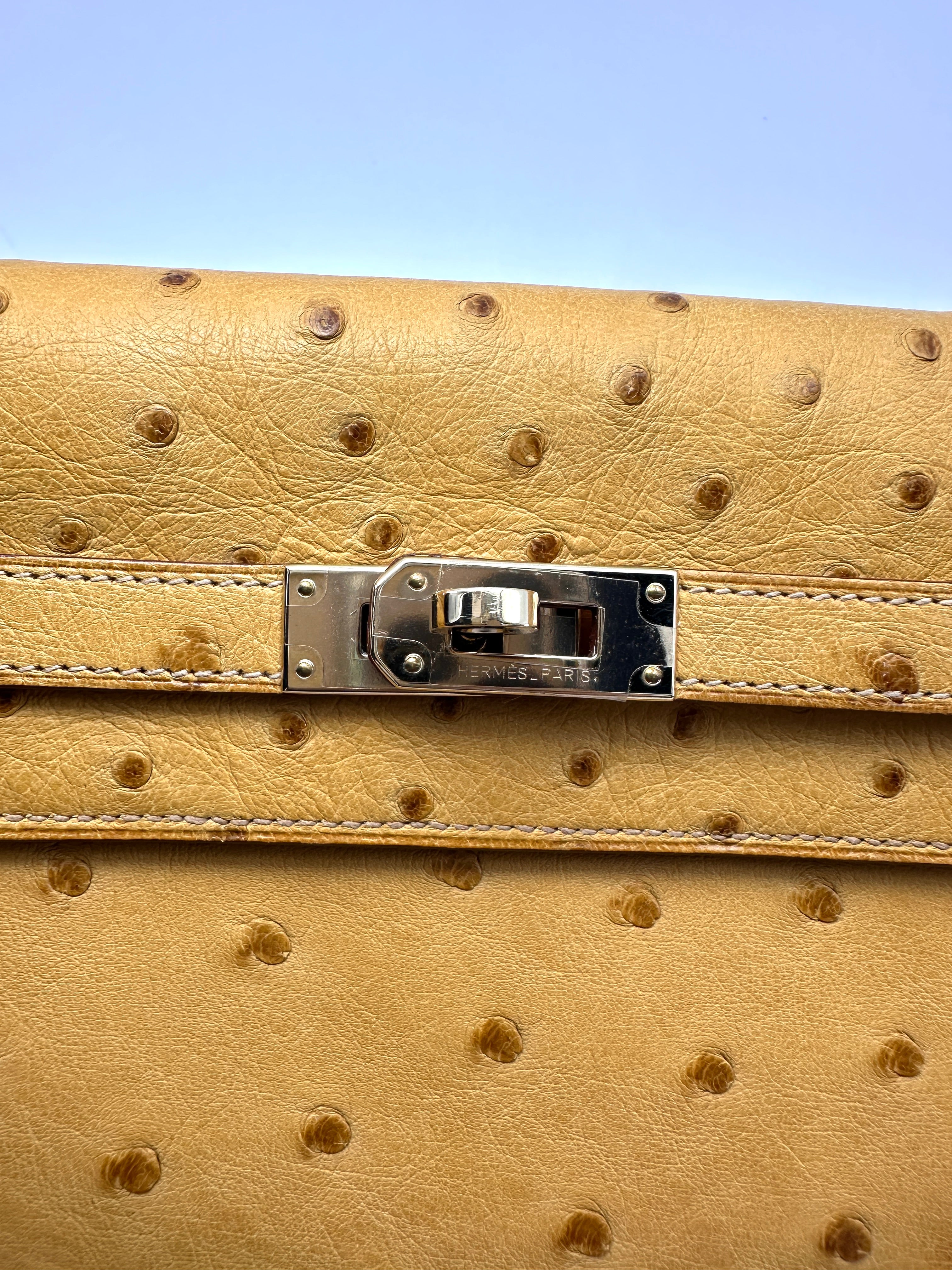 Hermes Kelly To Go Yellow Ostrich Leather Wallet HR171