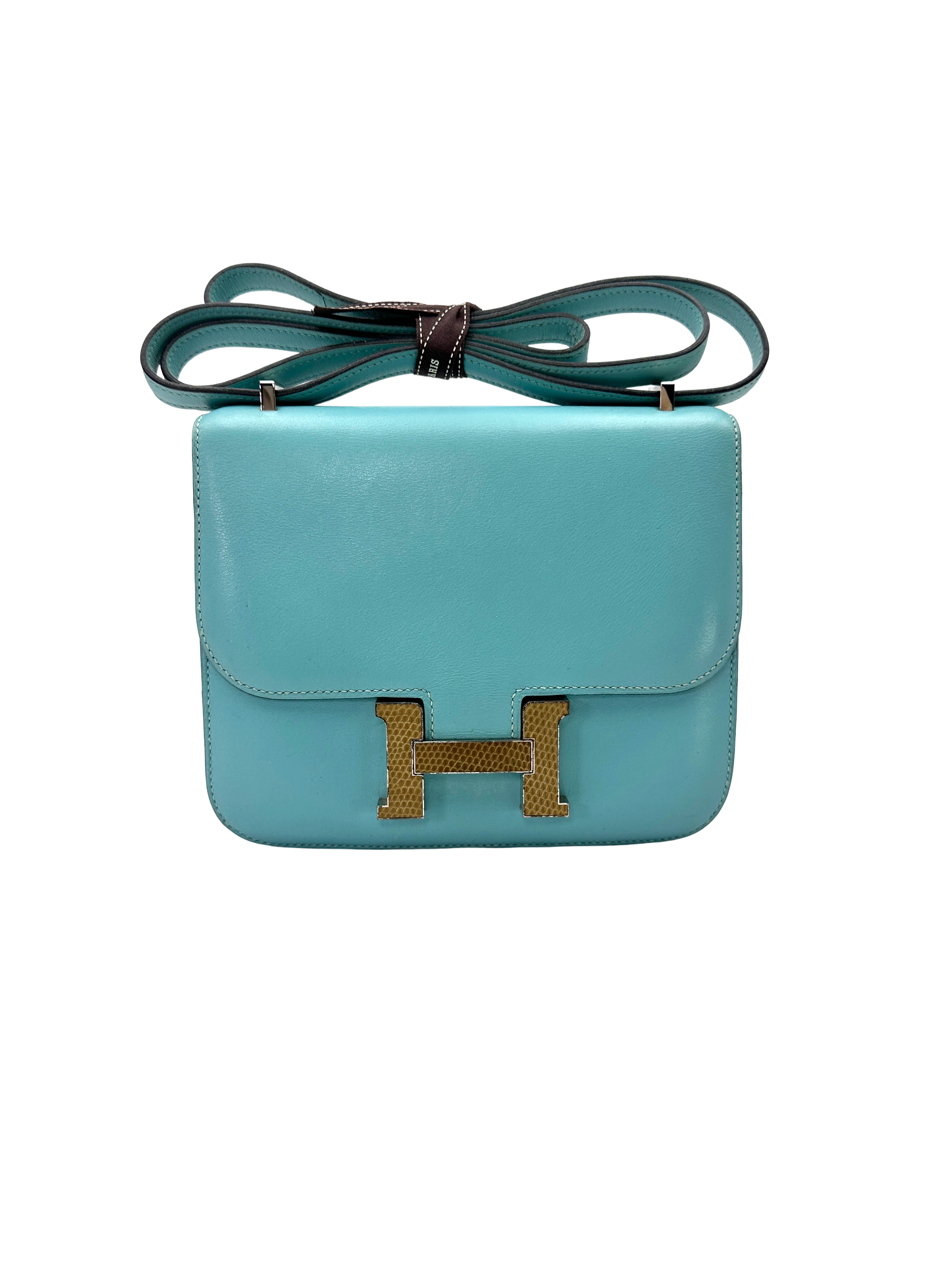 Hermes Constance19 Blue Leather Flap Bag HR169
