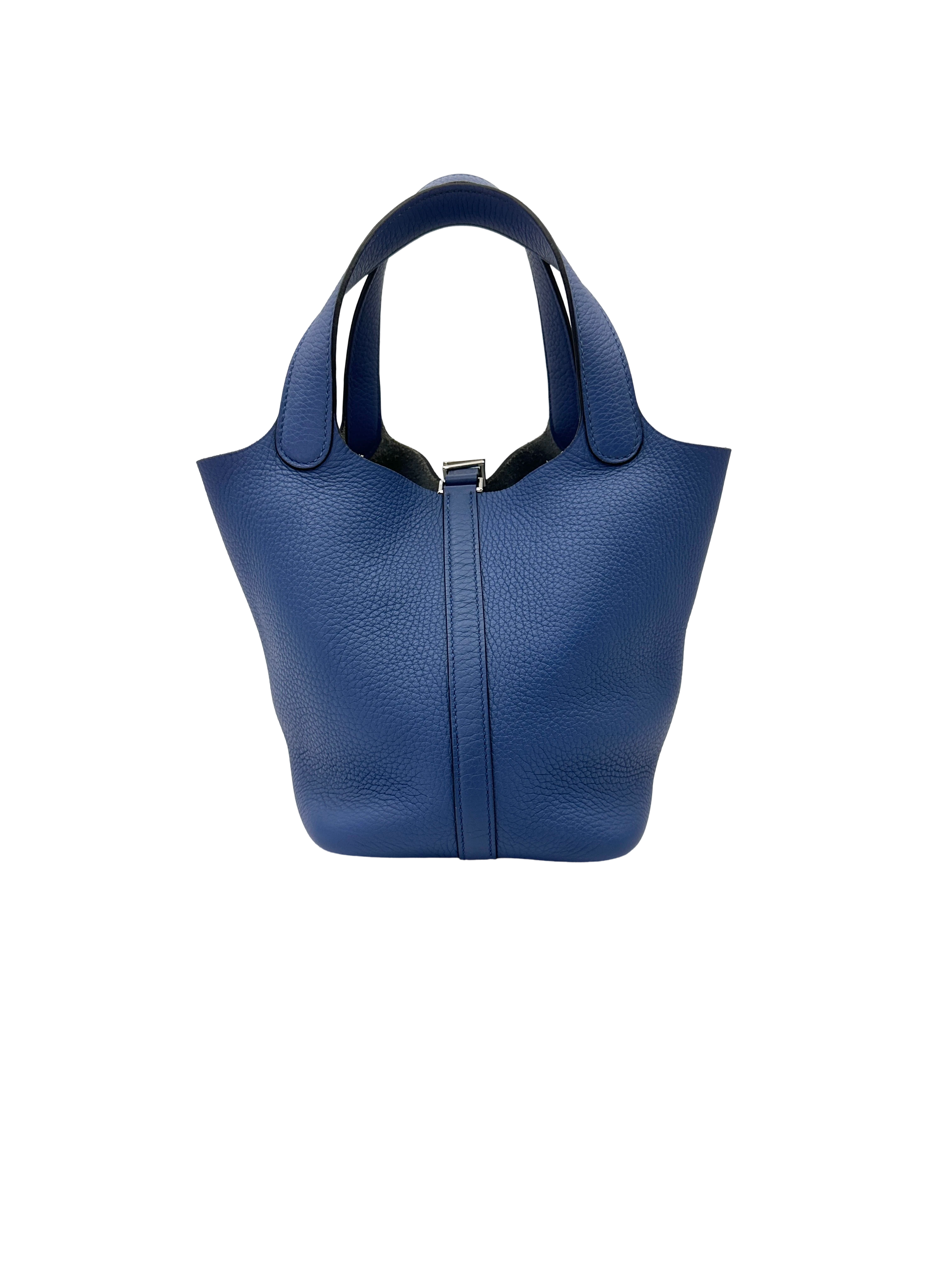 Hermes Picotin18 Blue Leather Handle Bag HR168