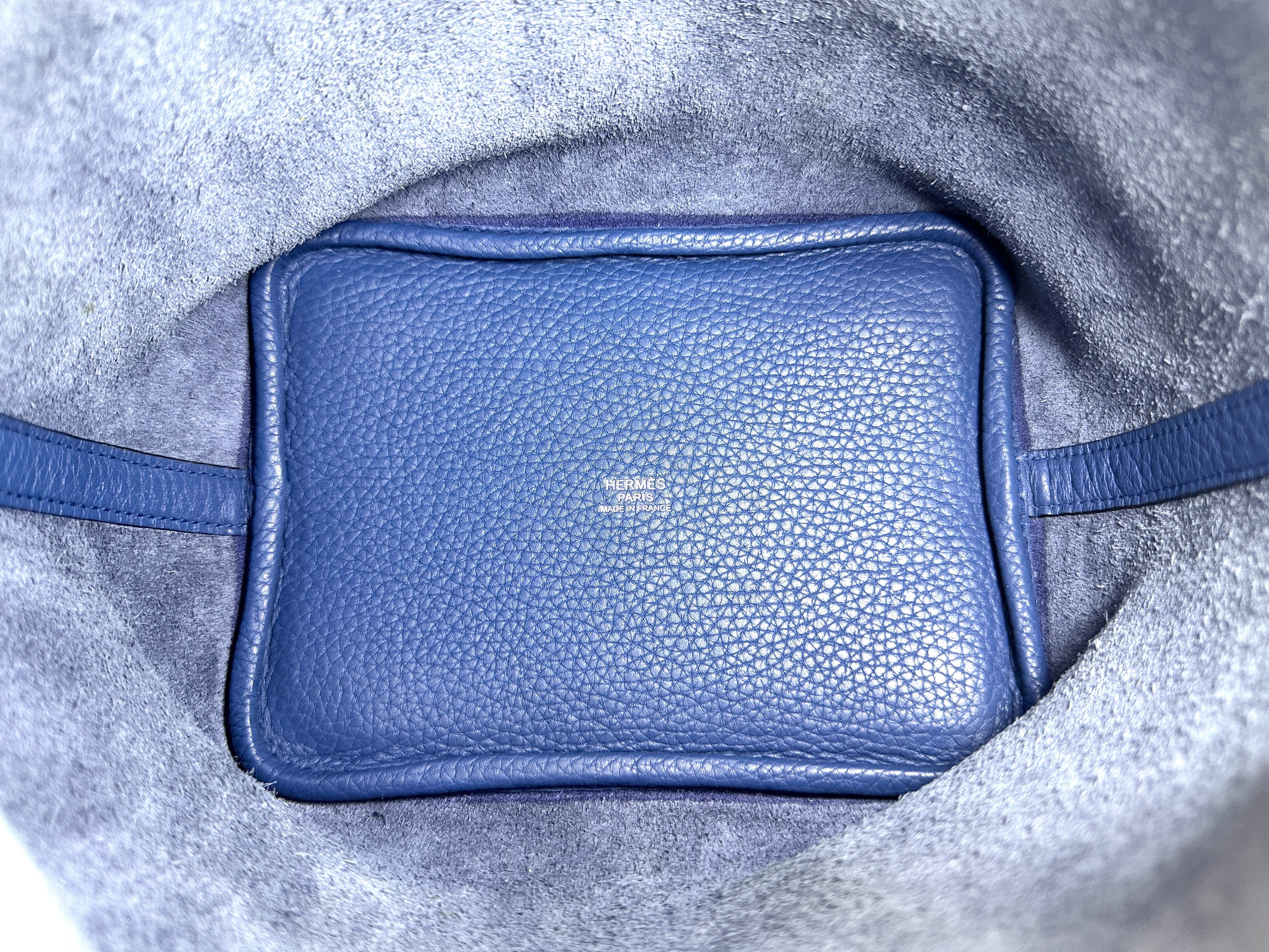 Hermes Picotin18 Blue Leather Handle Bag HR168