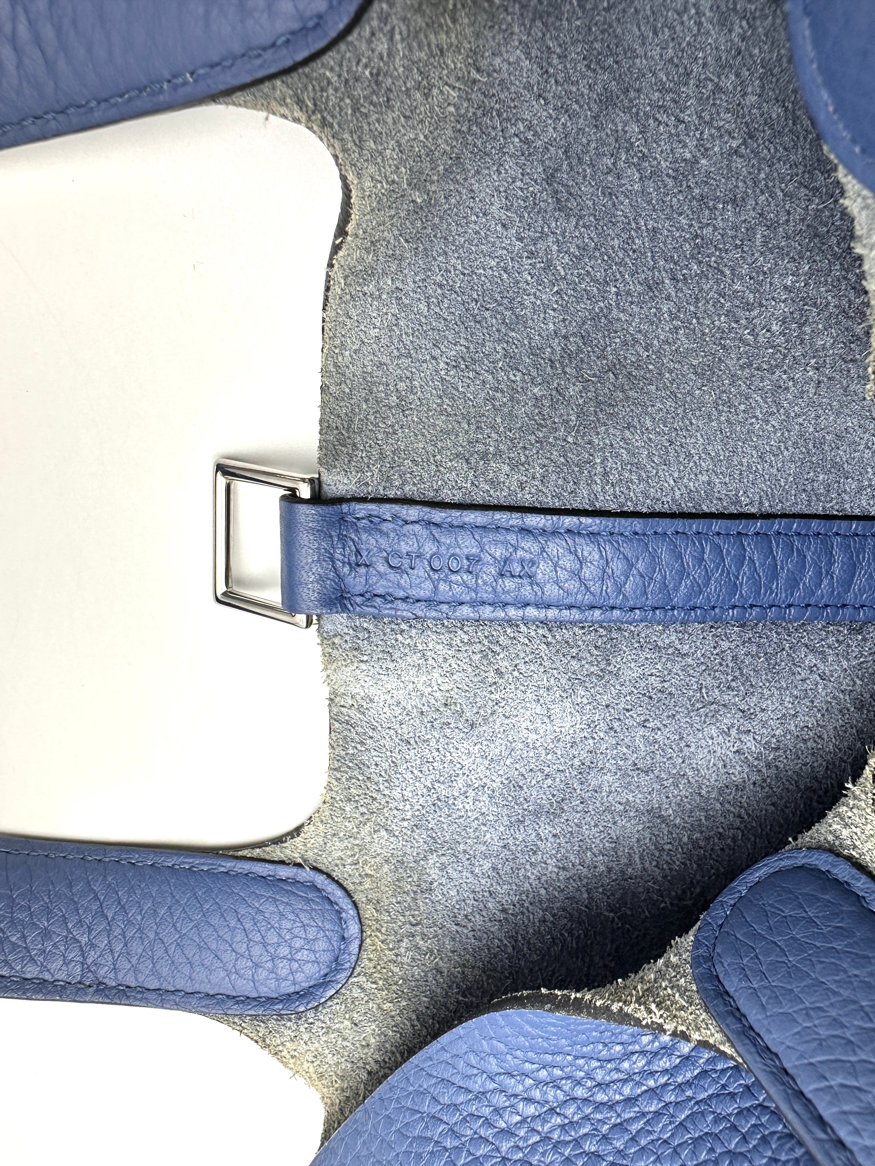 Hermes Picotin18 Blue Leather Handle Bag HR168