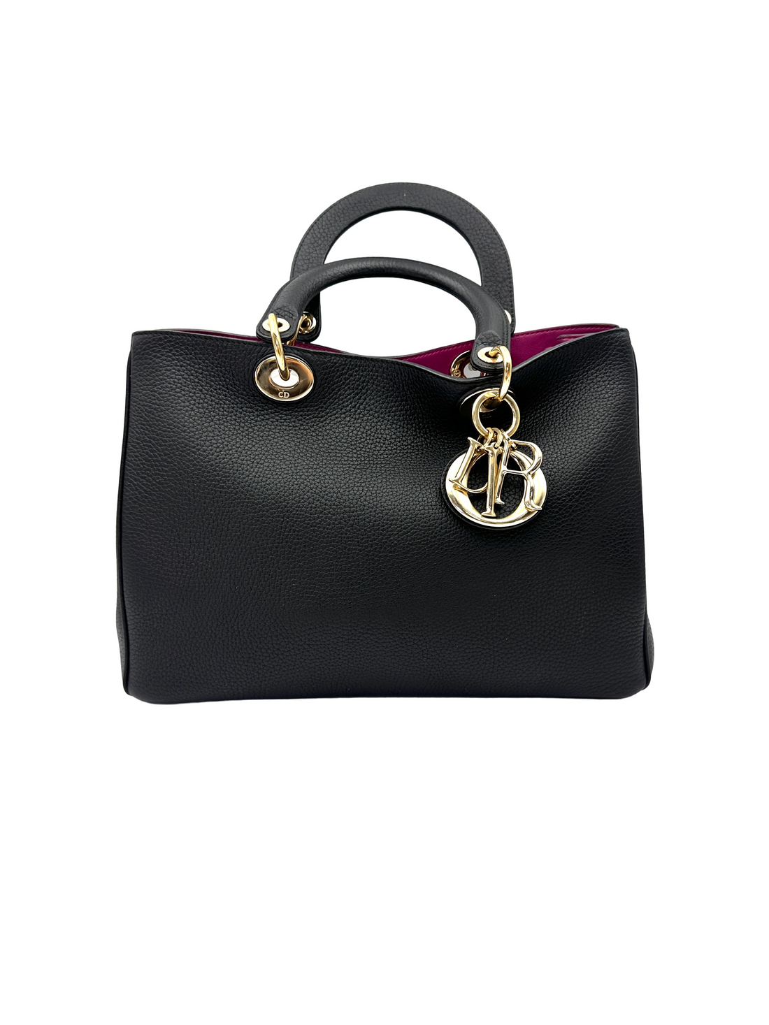 Christian Dior Diorissimo Black Leather Handle Bag With Pouch DR922