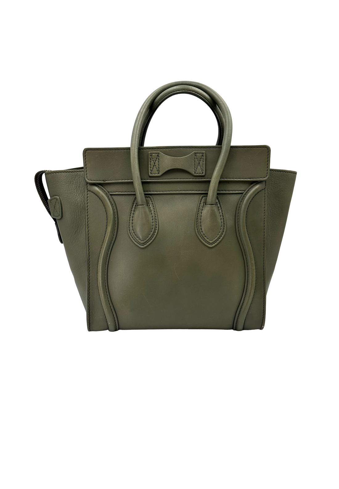 Celine Luggage Green Leather Small Size Handle Bag CE191