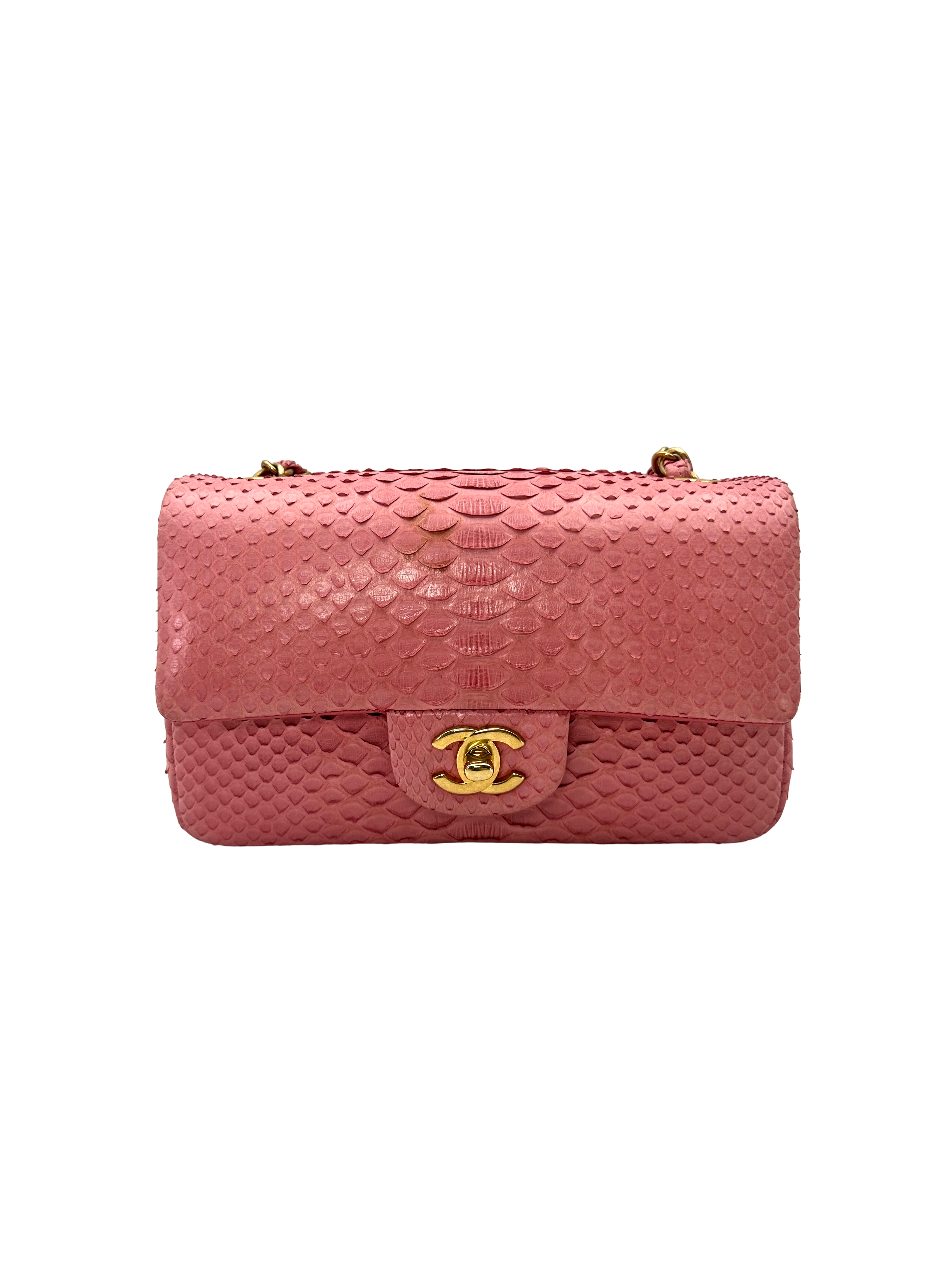 Chanel Classic Flap Pink Python Leather Mini Shoulder Bag(20***93) CC2537